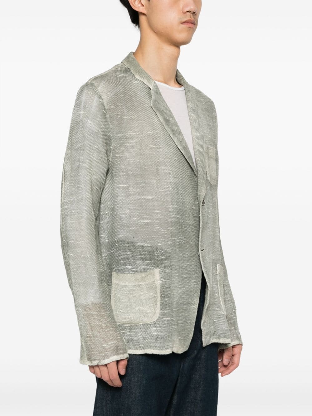 single-breasted open-knit blazer - 3