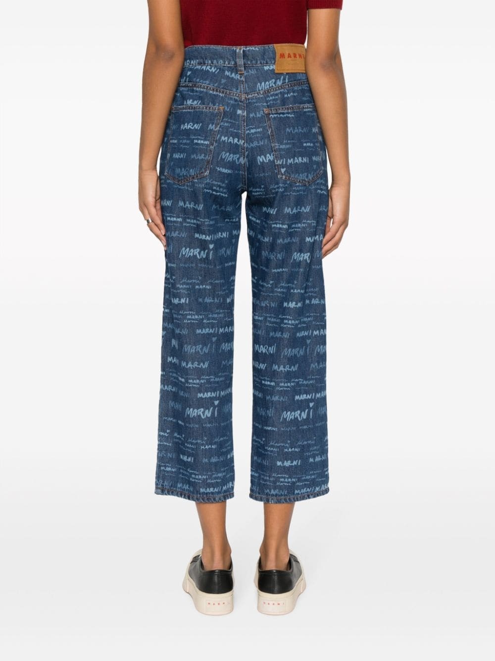 logo-print cropped straight-leg jeans - 4