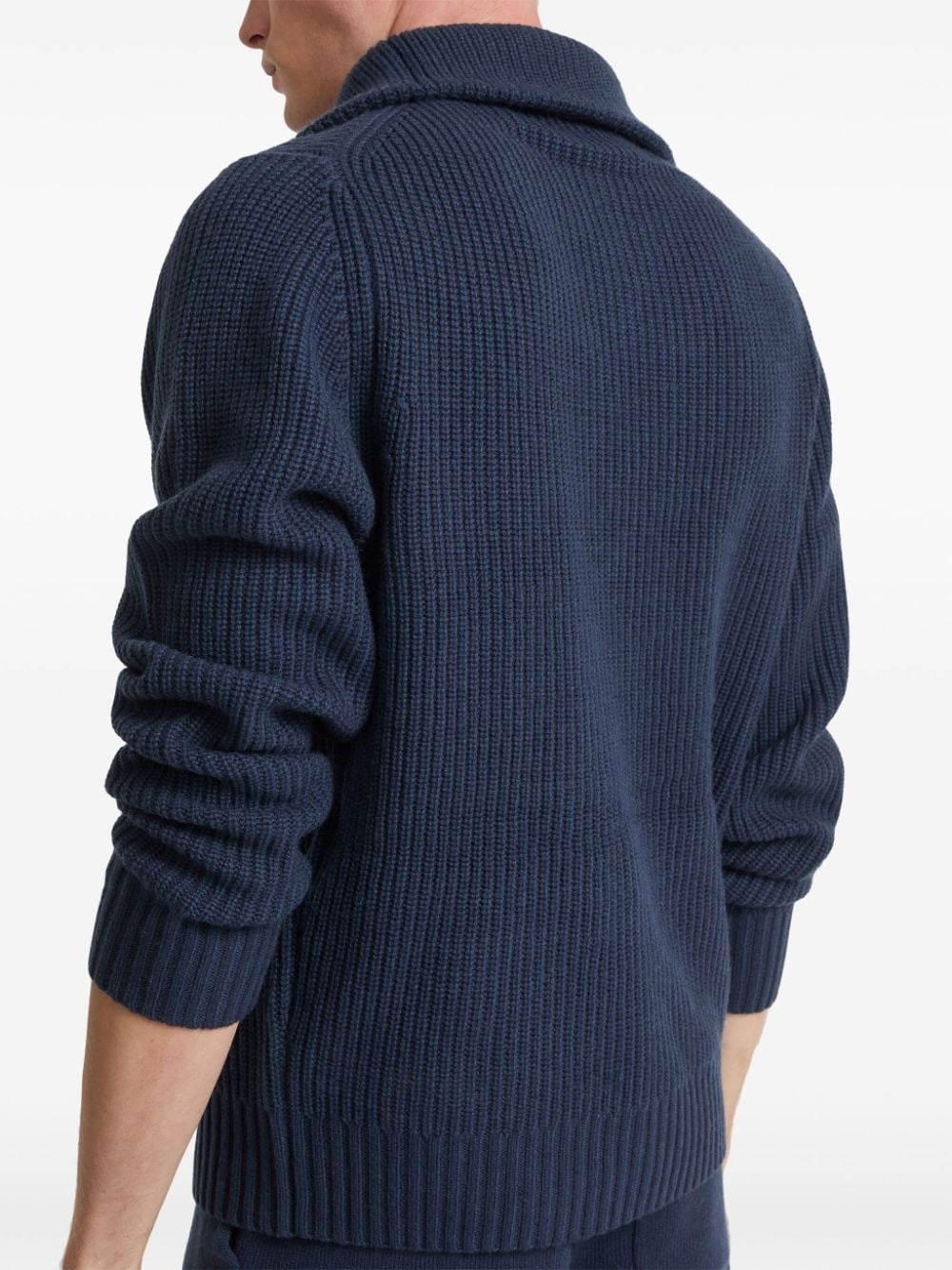 zip-up ribbed knit sweater - 7
