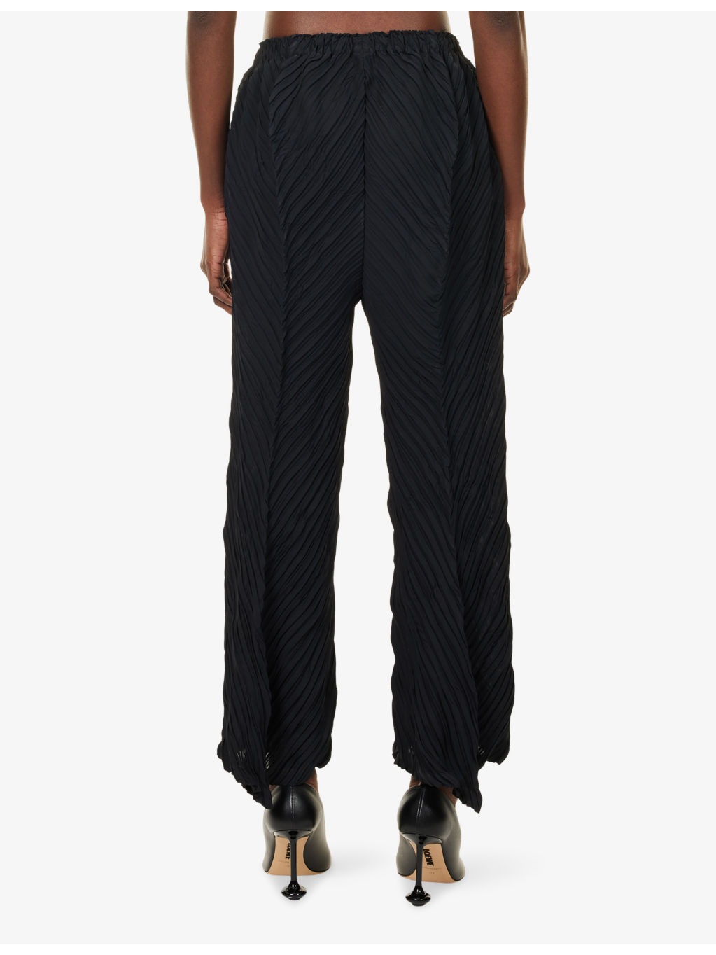 Wrinkled Straight-Leg Knitted Trousers - 4