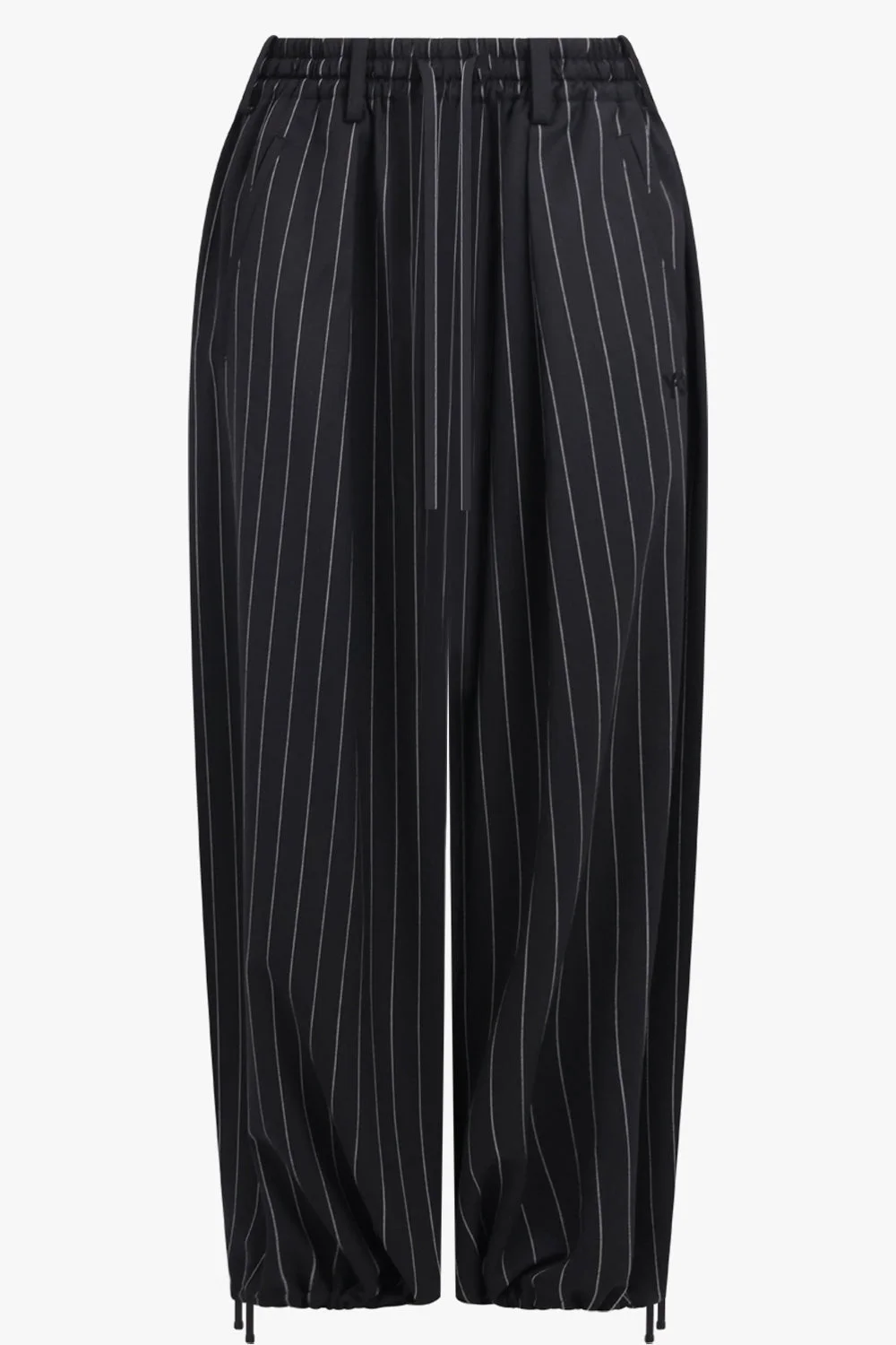 PINSTRIPE CROPPED WIDE-LEG TROUSER | BLACK - 1