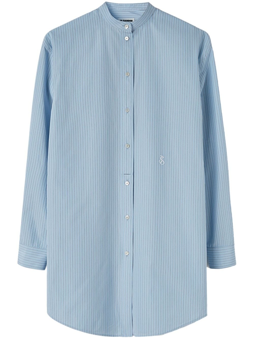 striped logo-patch cotton shirt - 1