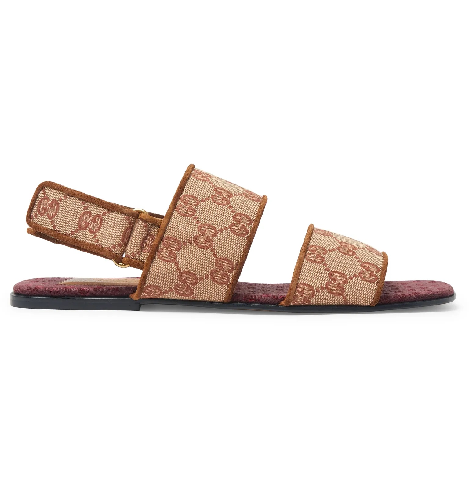 Suede-Trimmed Monogrammed Canvas Sandals - 1