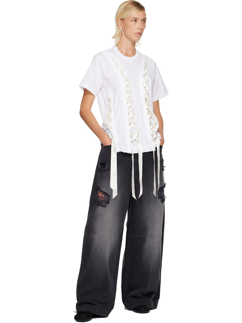 Simone Rocha White Unraveling Ribbon T-shirt outlook