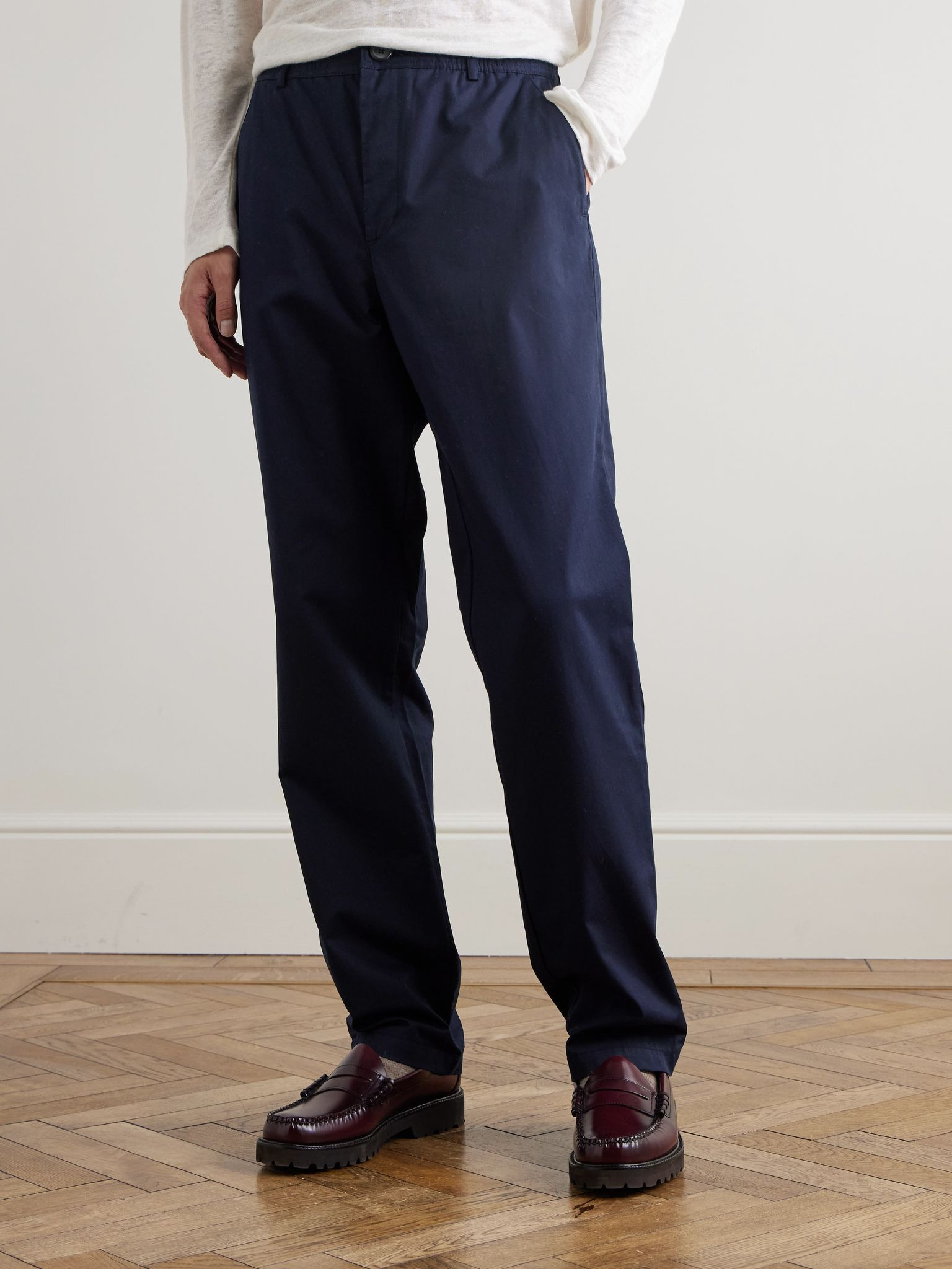 Ashdown Straight-Leg Cotton-Twill Trousers Navy - 3