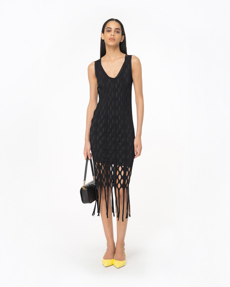 PINKO MESH-EFFECT MINI DRESS WITH FRINGING outlook