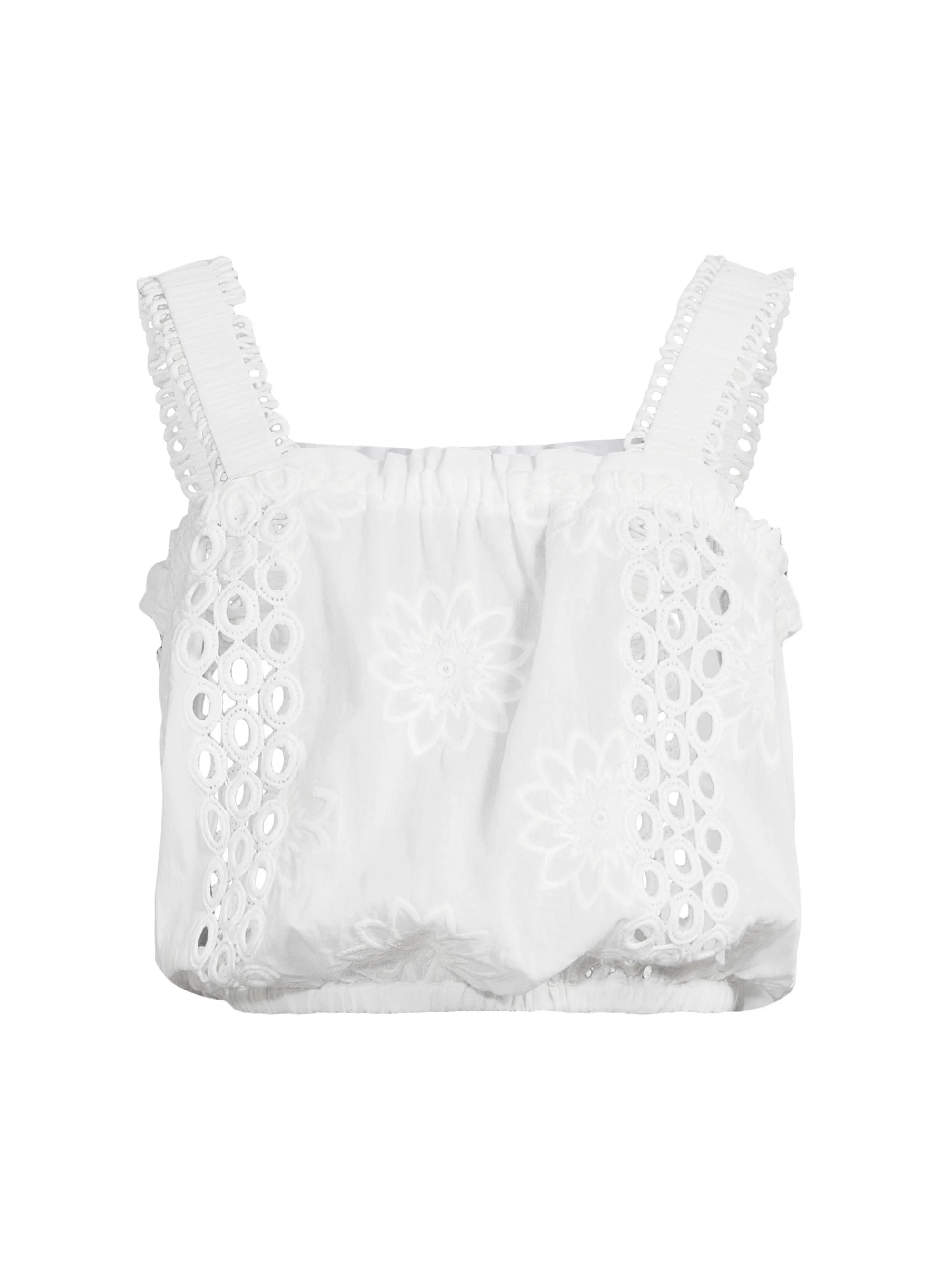 Women's Misha Embroidered Cotton Crop Top - White Floral - 1