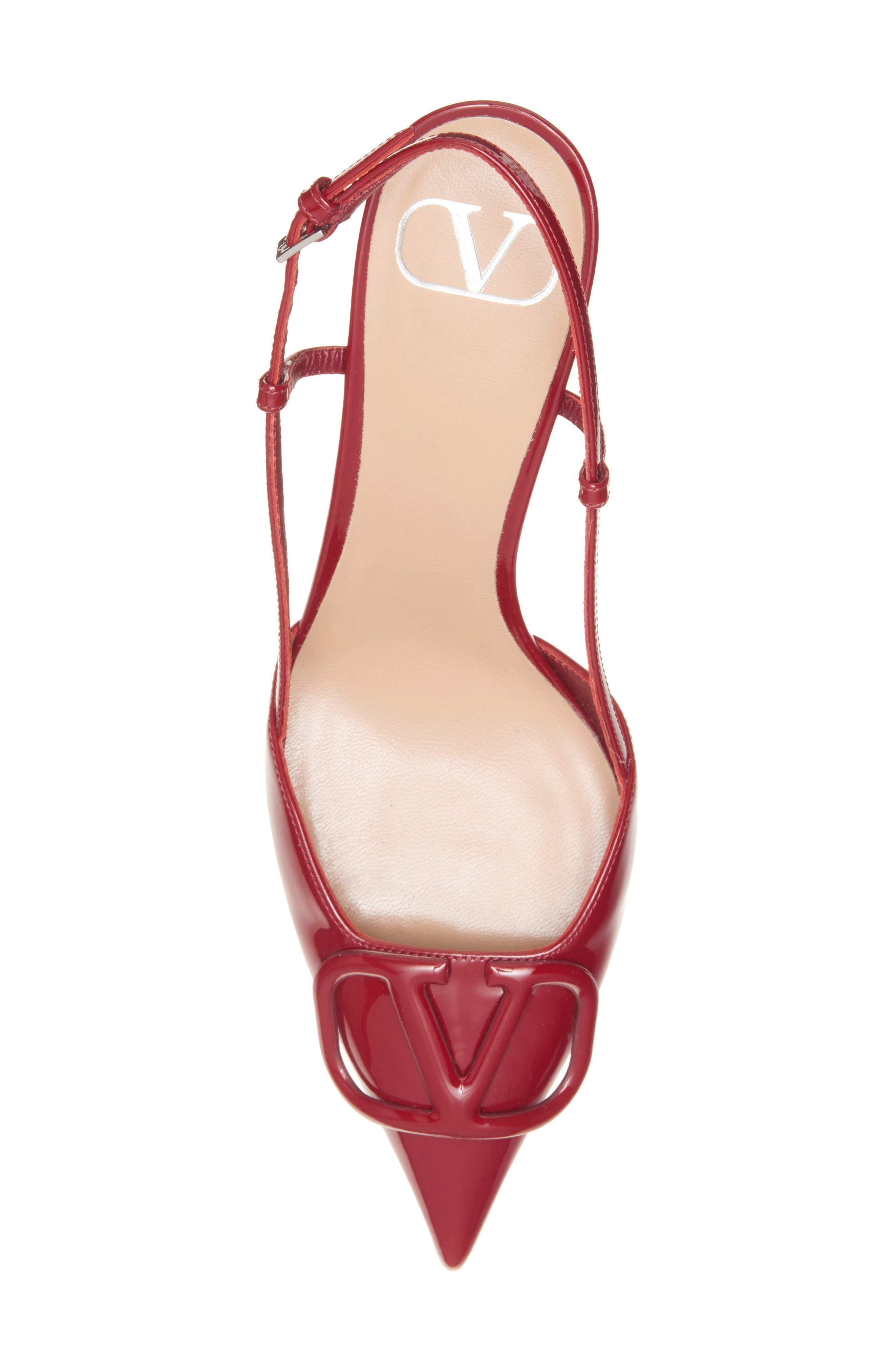 Valentino Garavani VLOGO Pointed Toe Slingback Pump in Y9Q Deep Scarlet at Nordstrom - 5