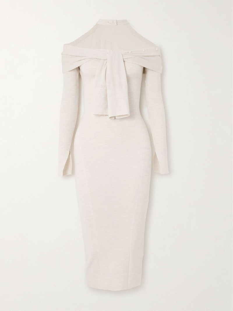Doble off-the-shoulder wool midi dress - 1