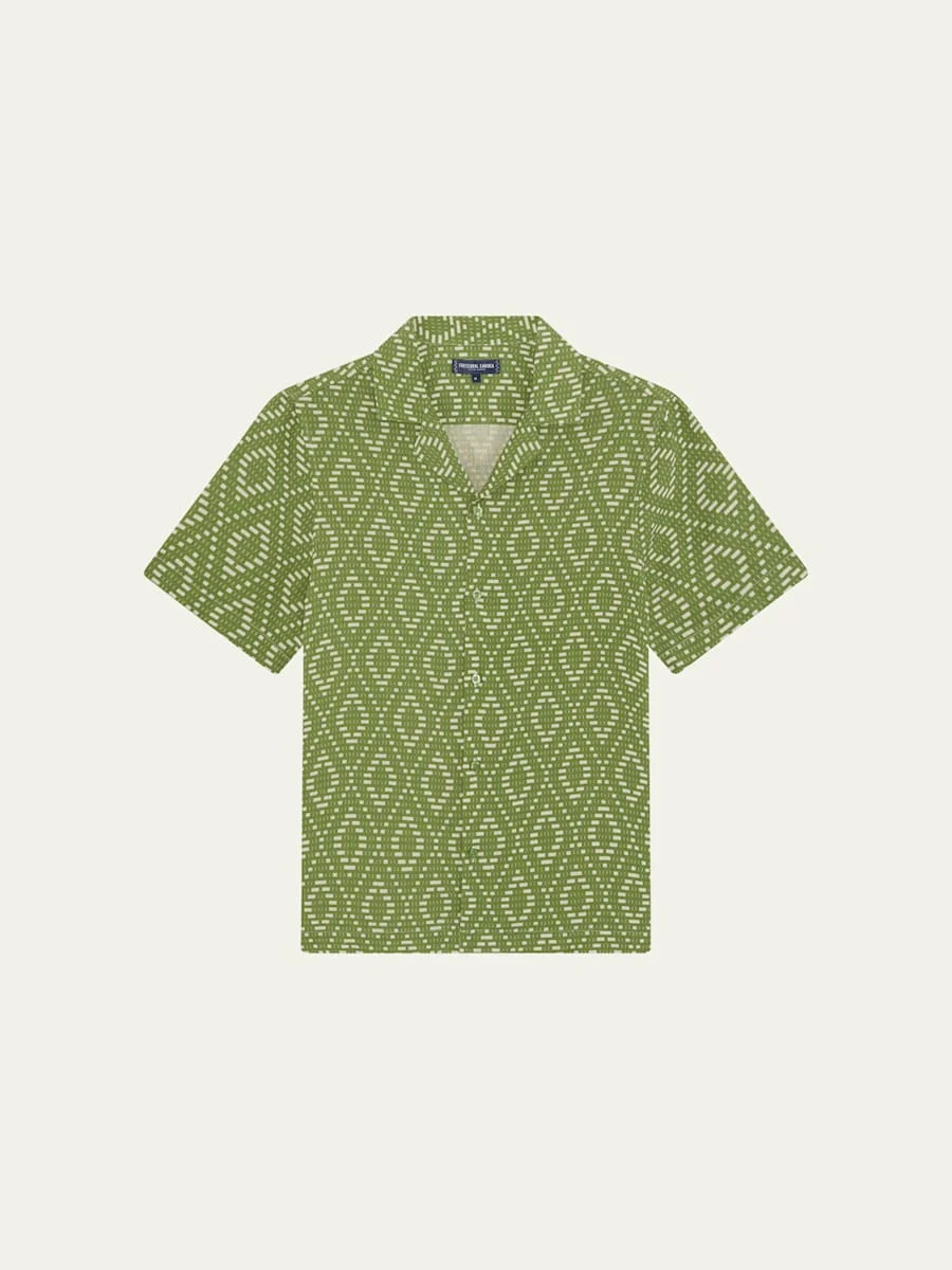 Men's Roberto Raffia-Print Camp Shirt - 1