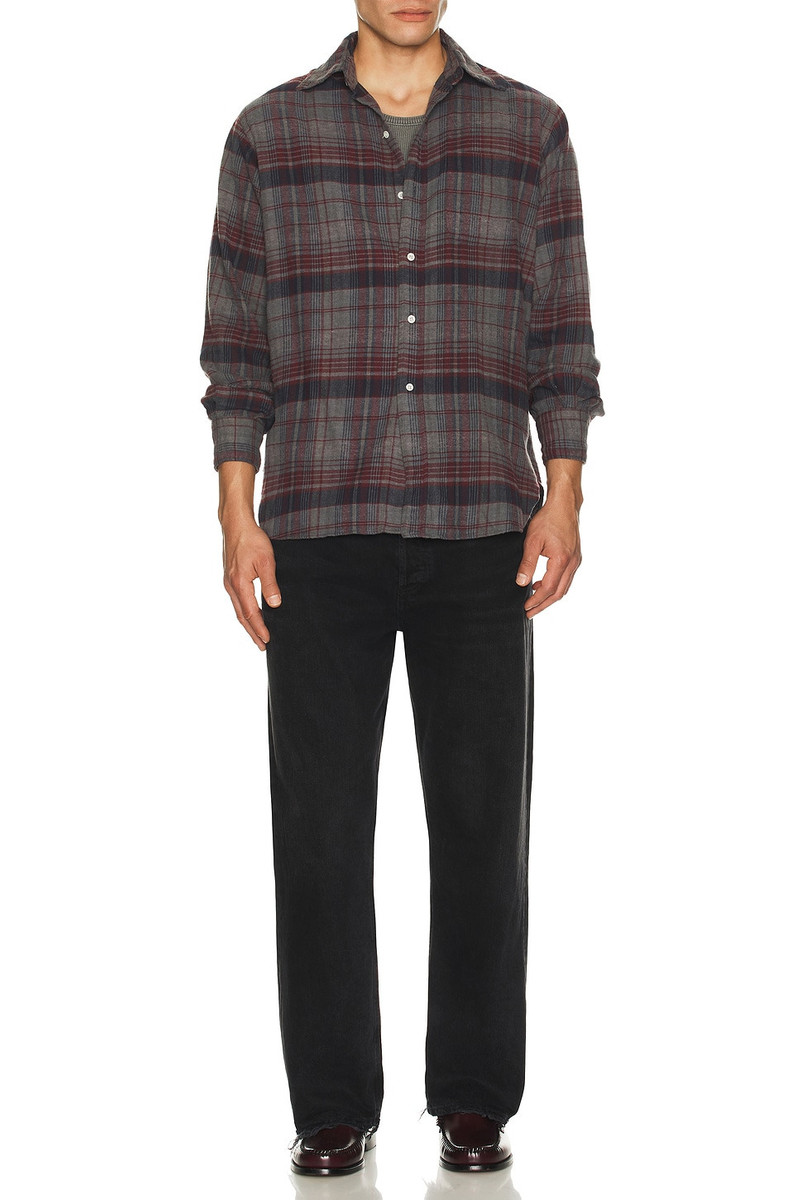 BEAMS PLUS Open Collar Brushed Satin Plaid Shirt outlook