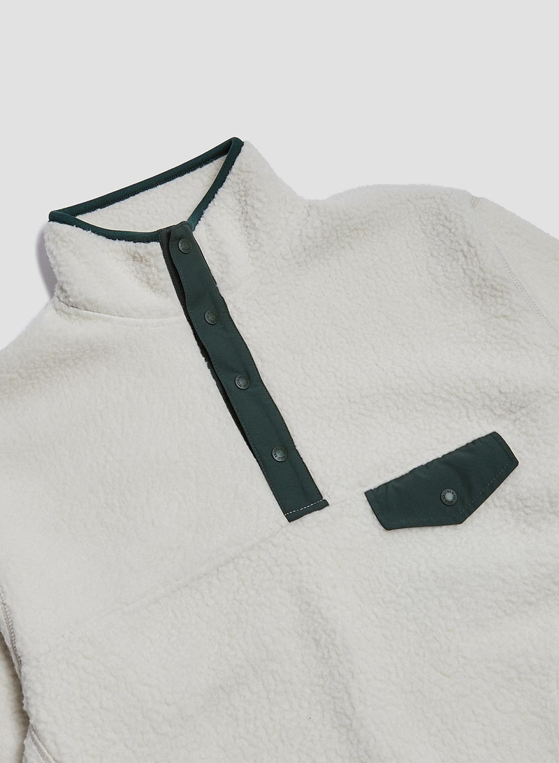 Nigel Cabourn Wild Bricks Fleece Pullover in Ivory/Green outlook