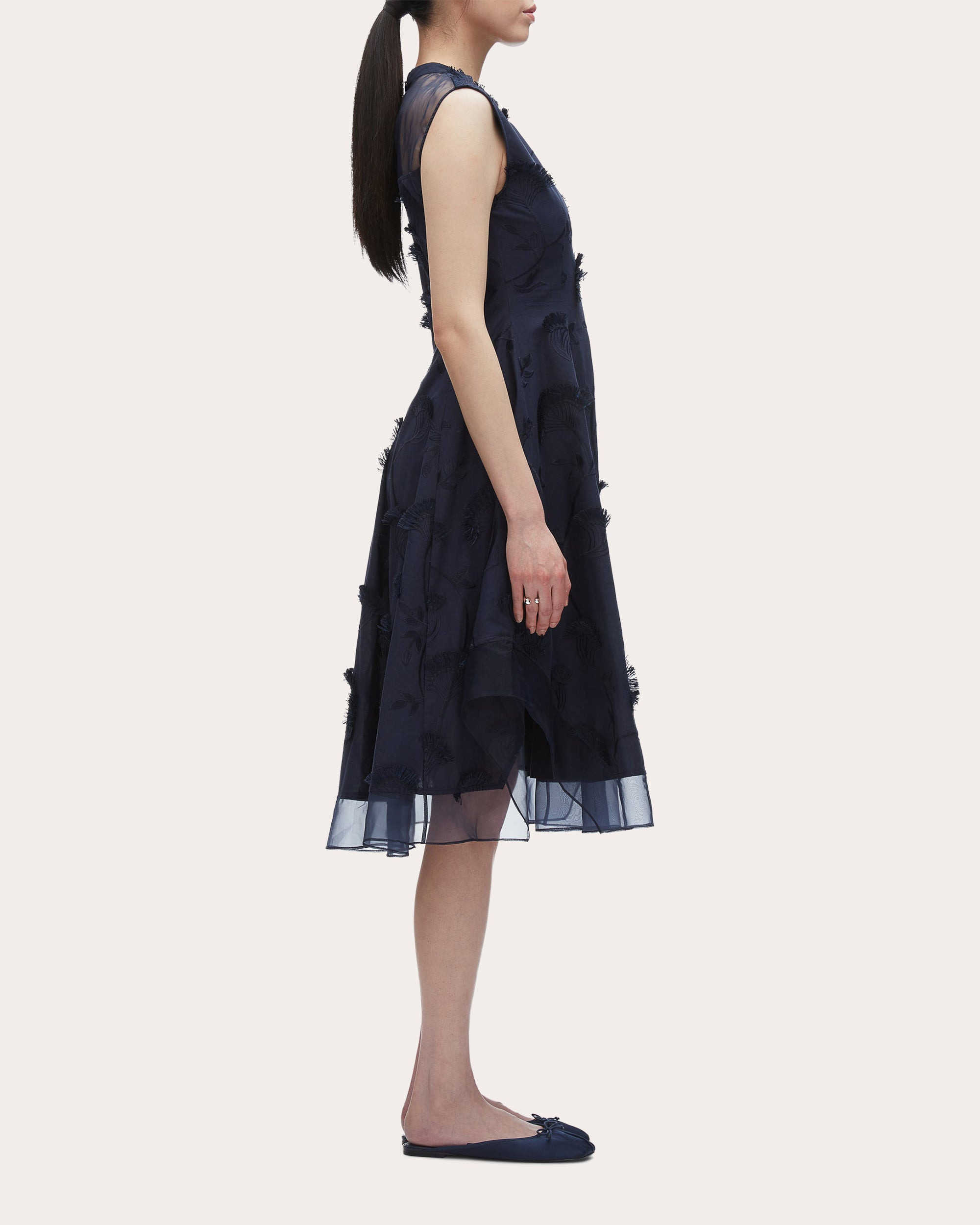 Floral Fil-Coupé Cotton Organza Midi Dress - 3