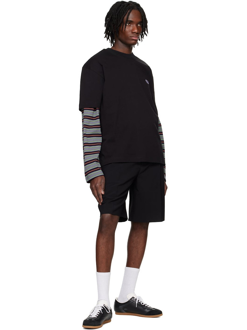 SOLID HOMME Black Wool Pleated Shorts outlook
