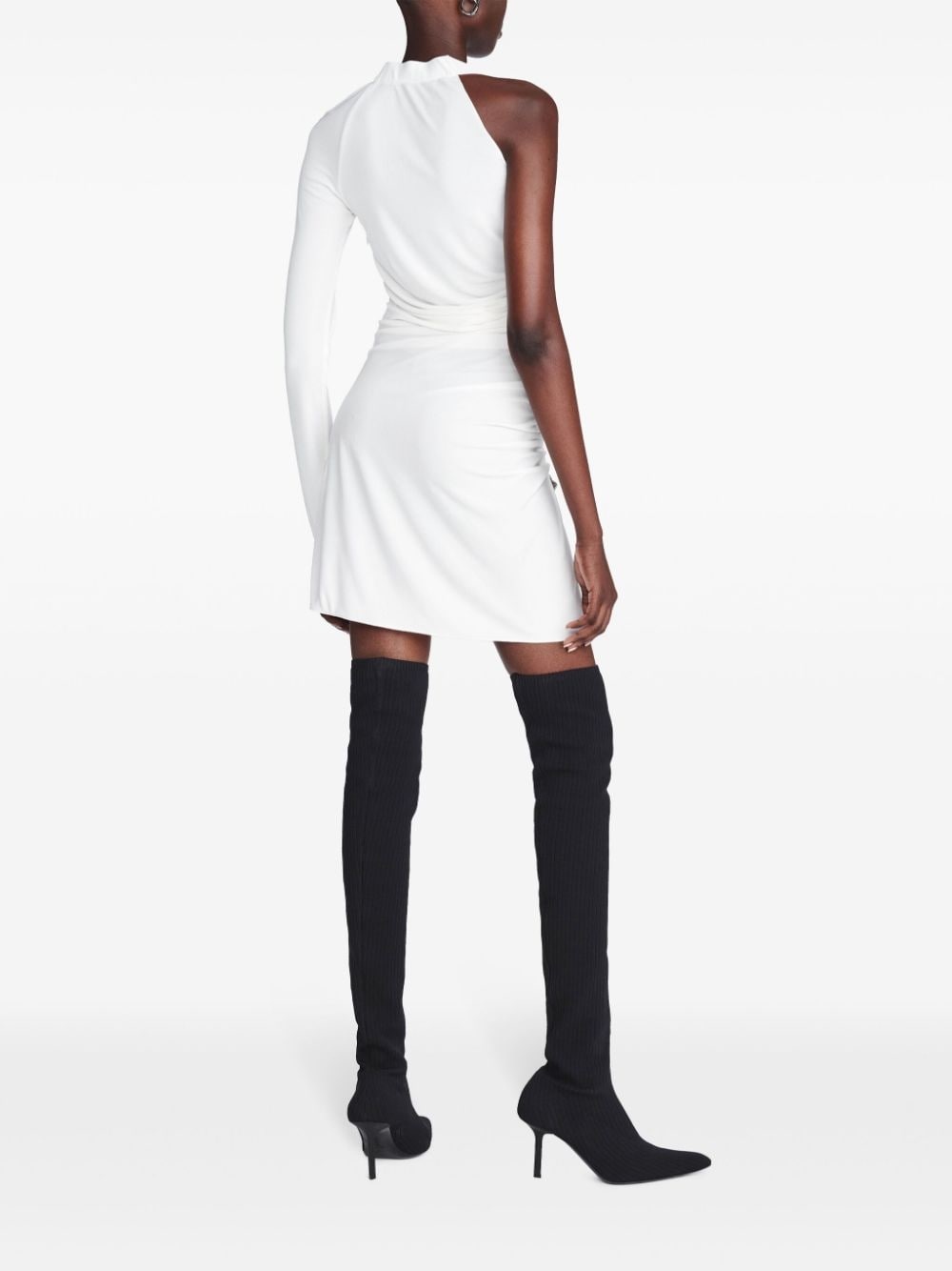 asymmetric gathered mini dress - 4