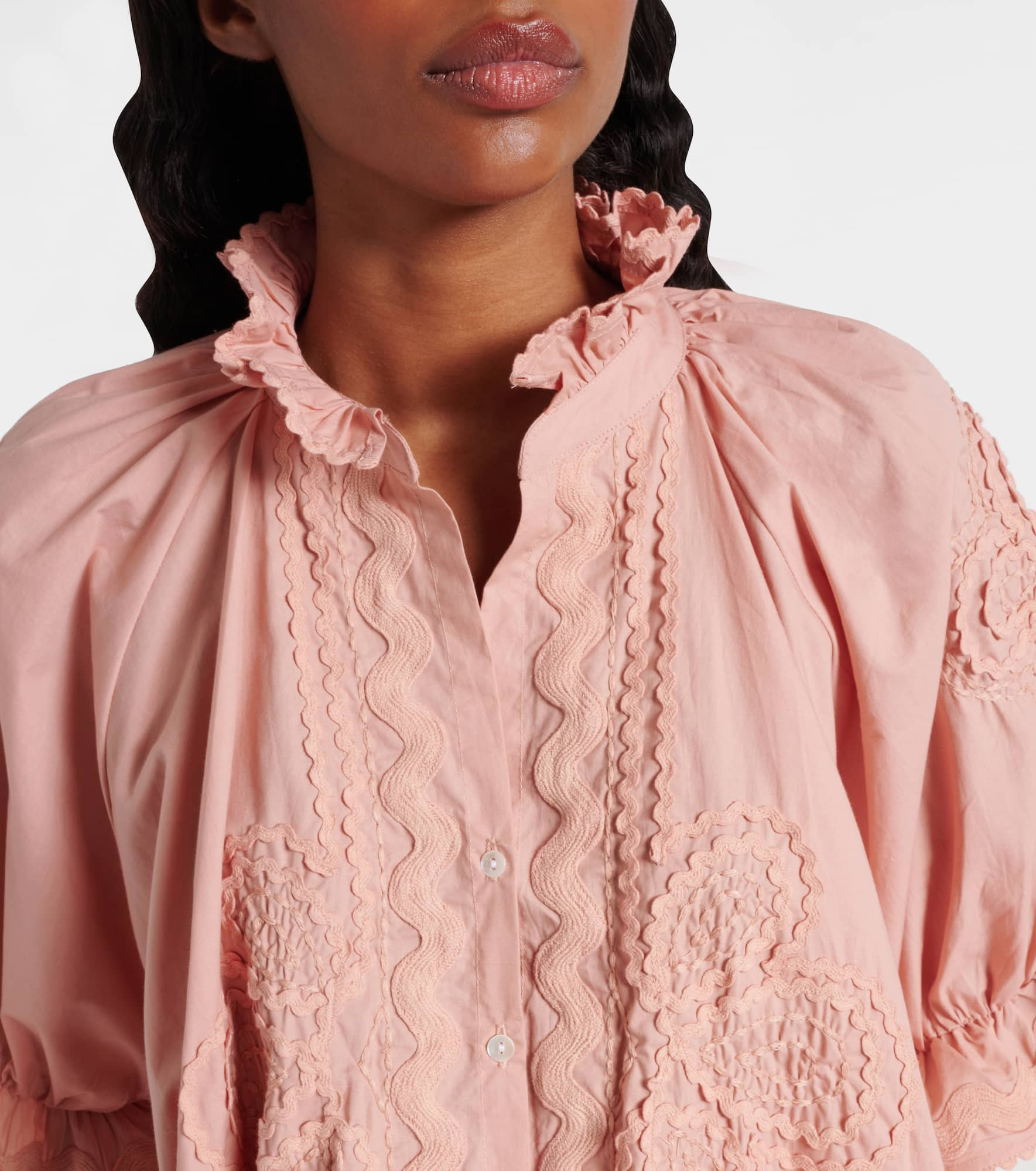 Scalloped cotton poplin minidress - 4