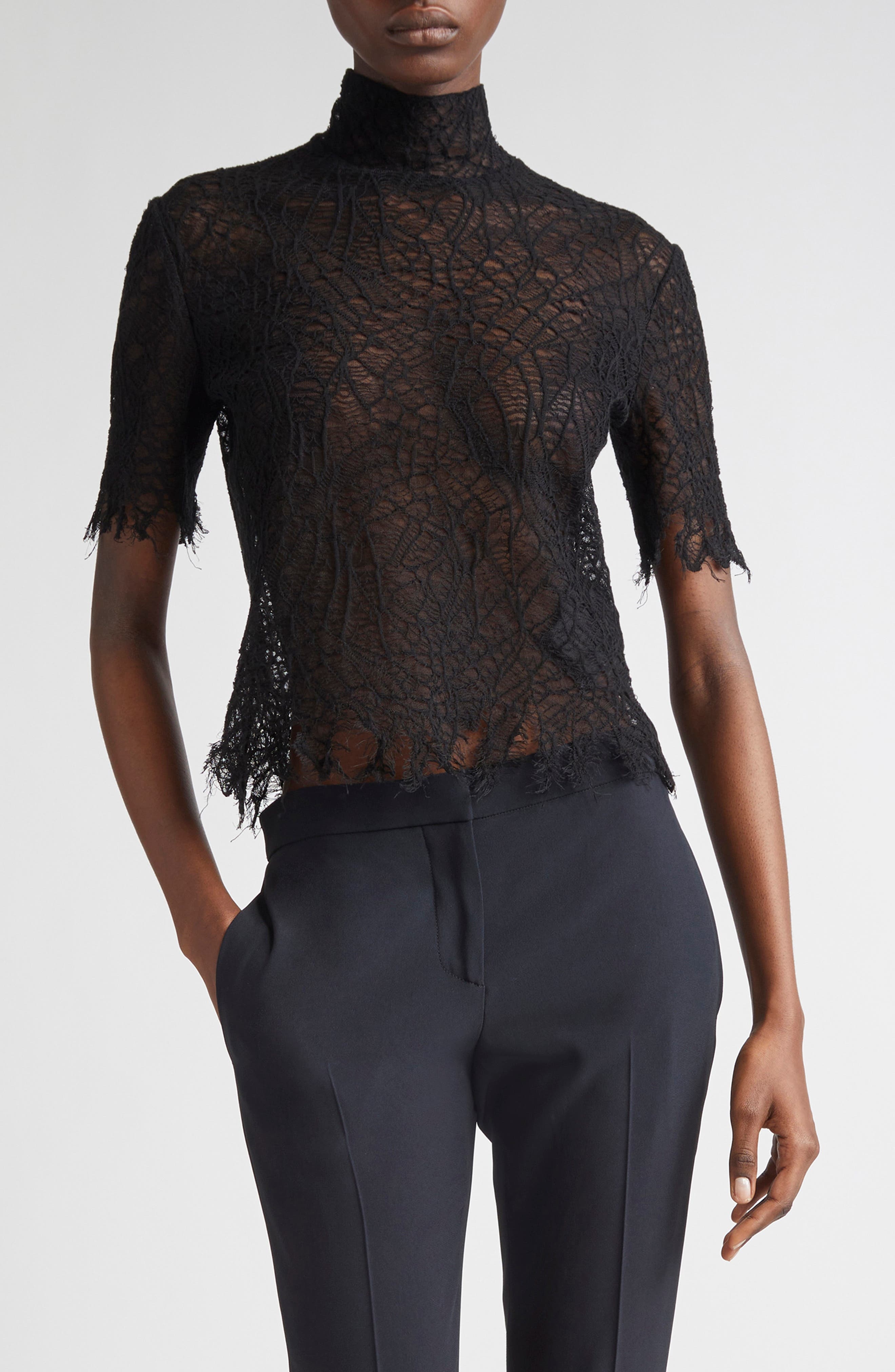 McQueen Cobweb Lace Top in Black at Nordstrom - 1