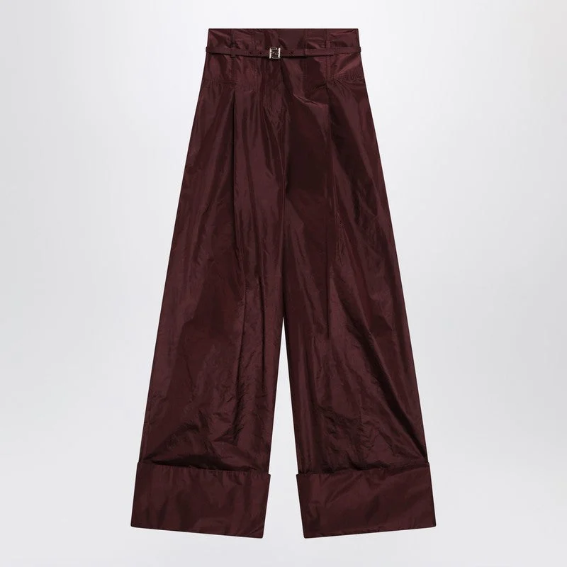 Fendi Burgundy Taffeta Trousers Women - 1