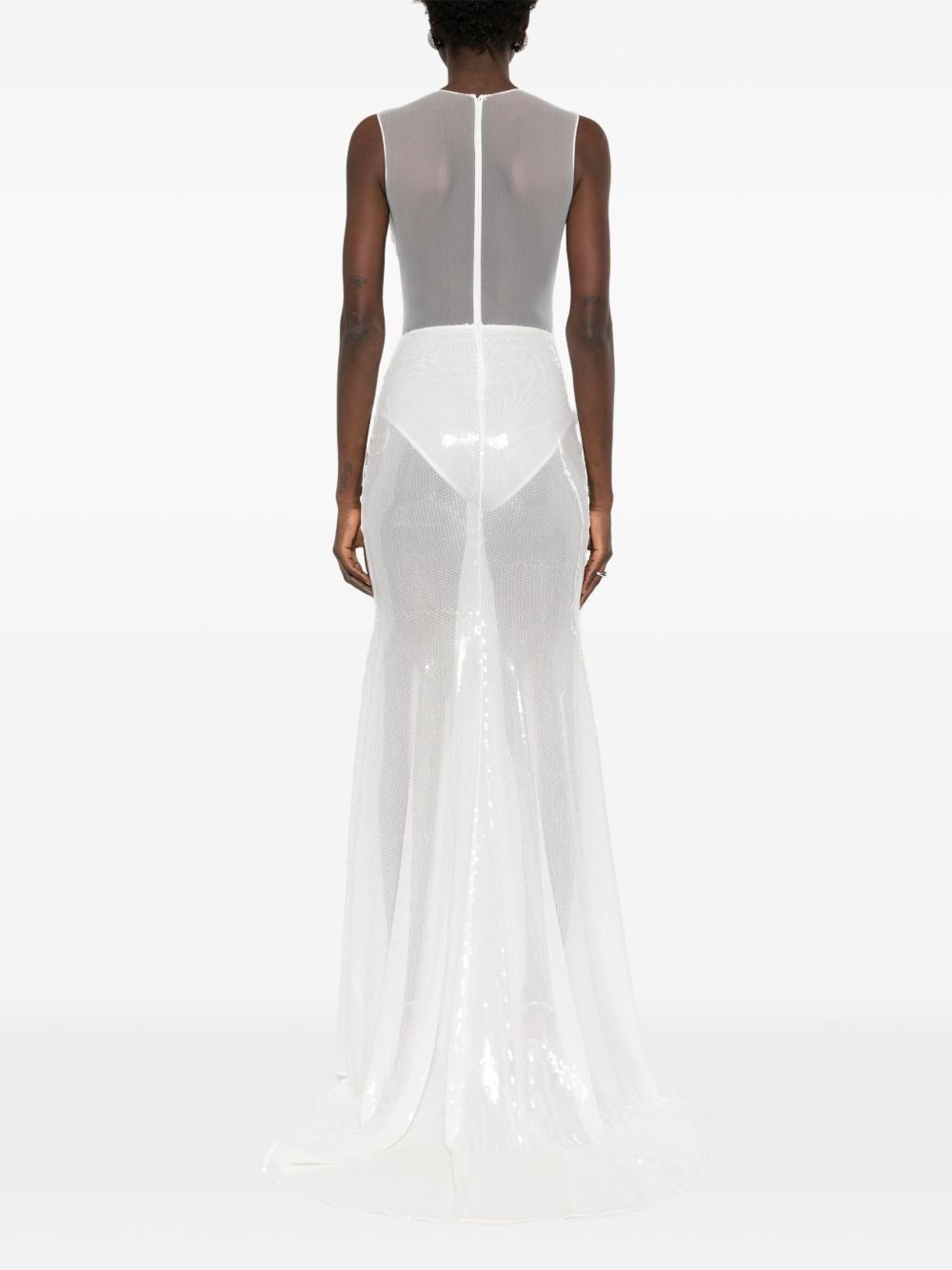 sequinned mesh gown - 4