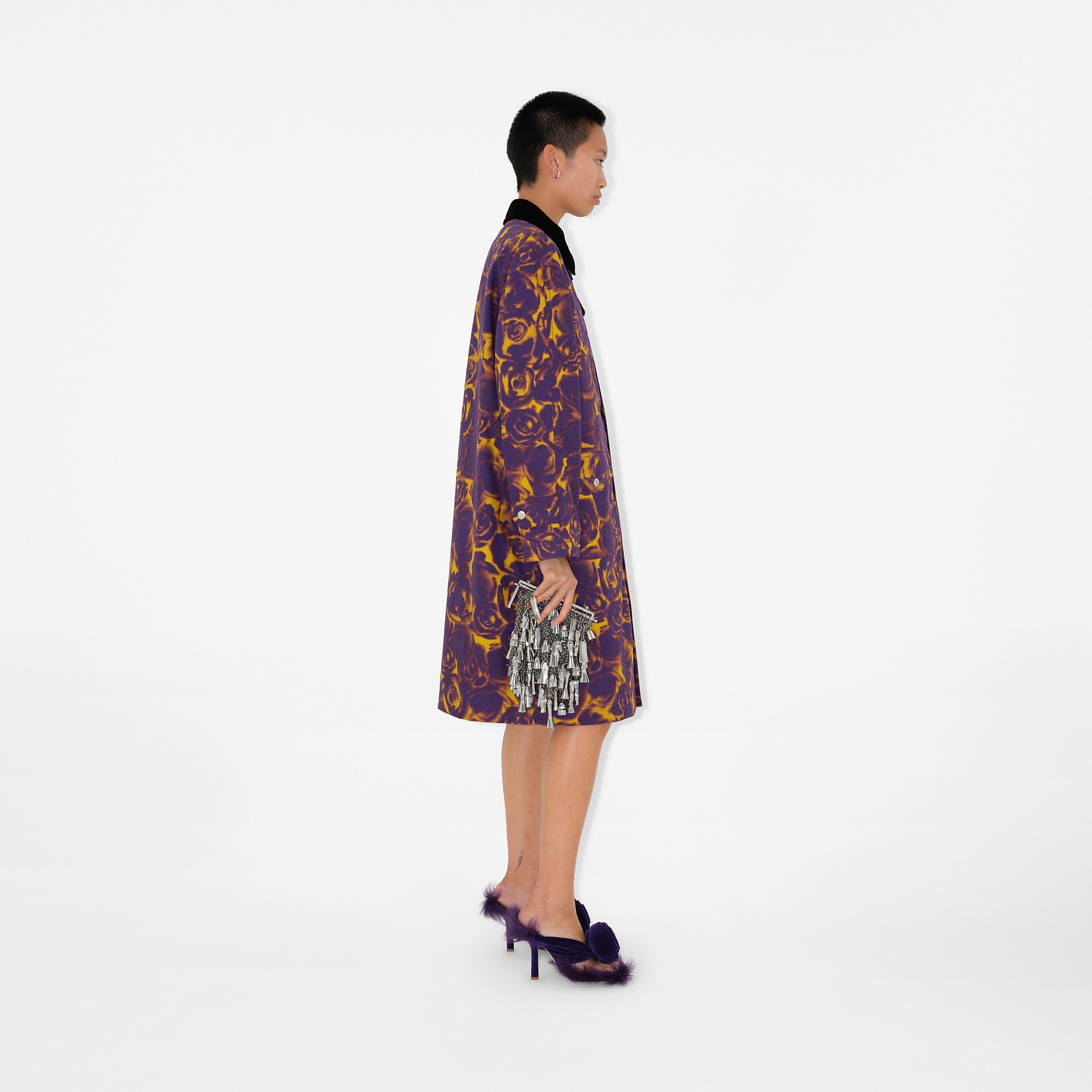 Rose Print Car Coat - 3