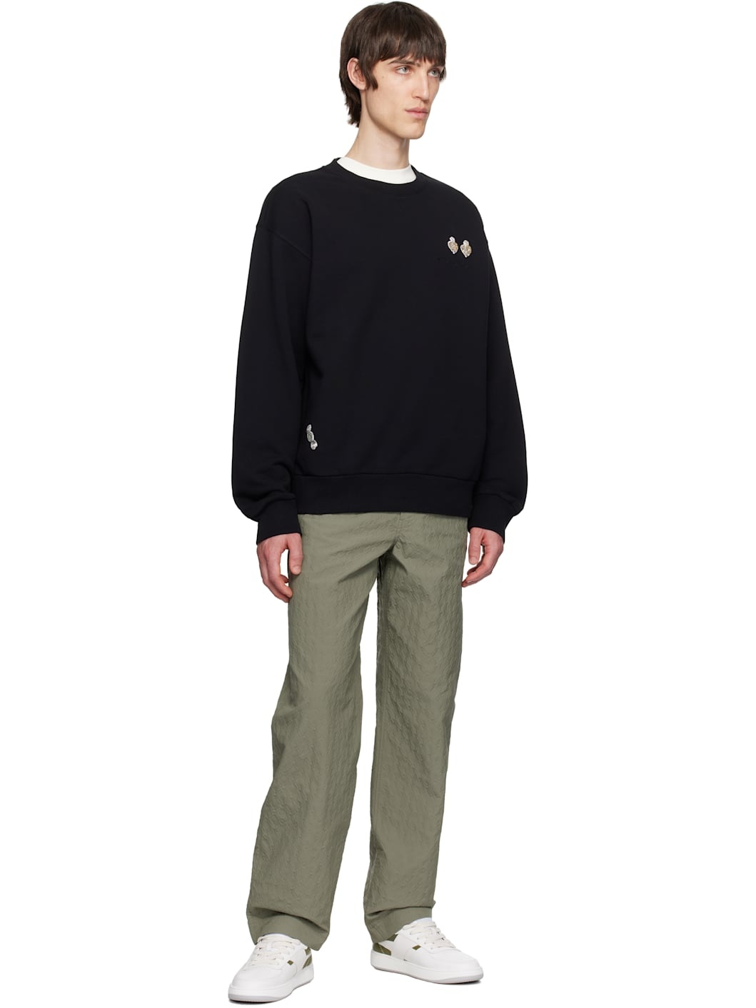 Black Cotton Patches Sweatshirt - 4