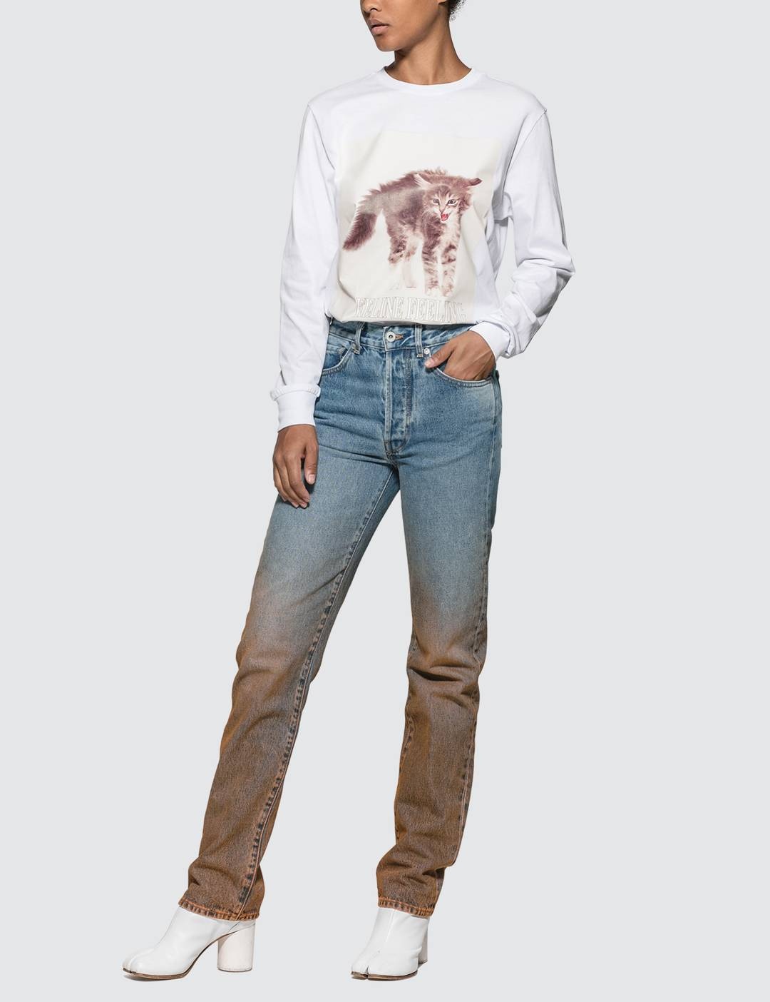 Cat Printed Long Sleeve T-shirt - 4