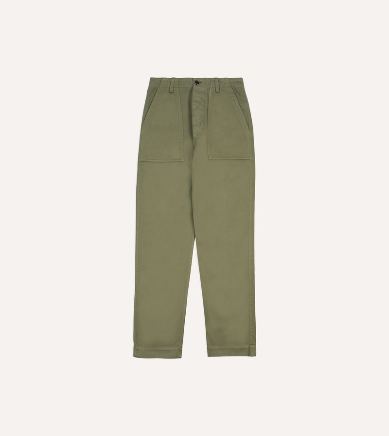 Light Olive Cotton Fatigue Trouser - 1
