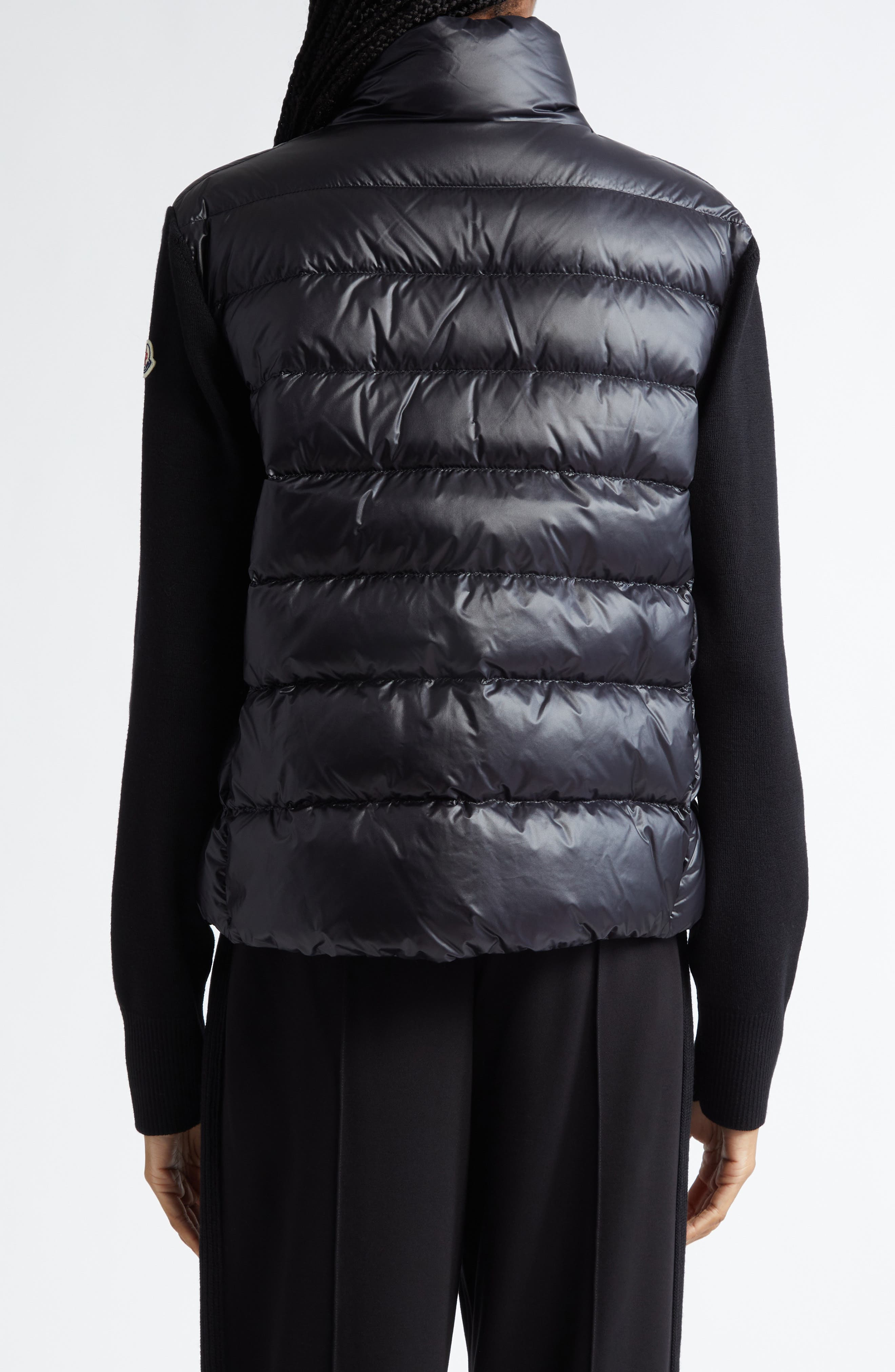 Moncler Wool Knit & Down Cardigan in Black at Nordstrom - 2