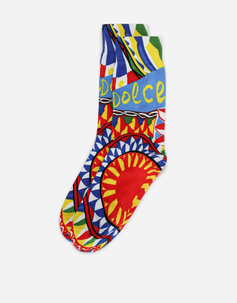 Dolce & Gabbana Carretto-print cotton socks outlook