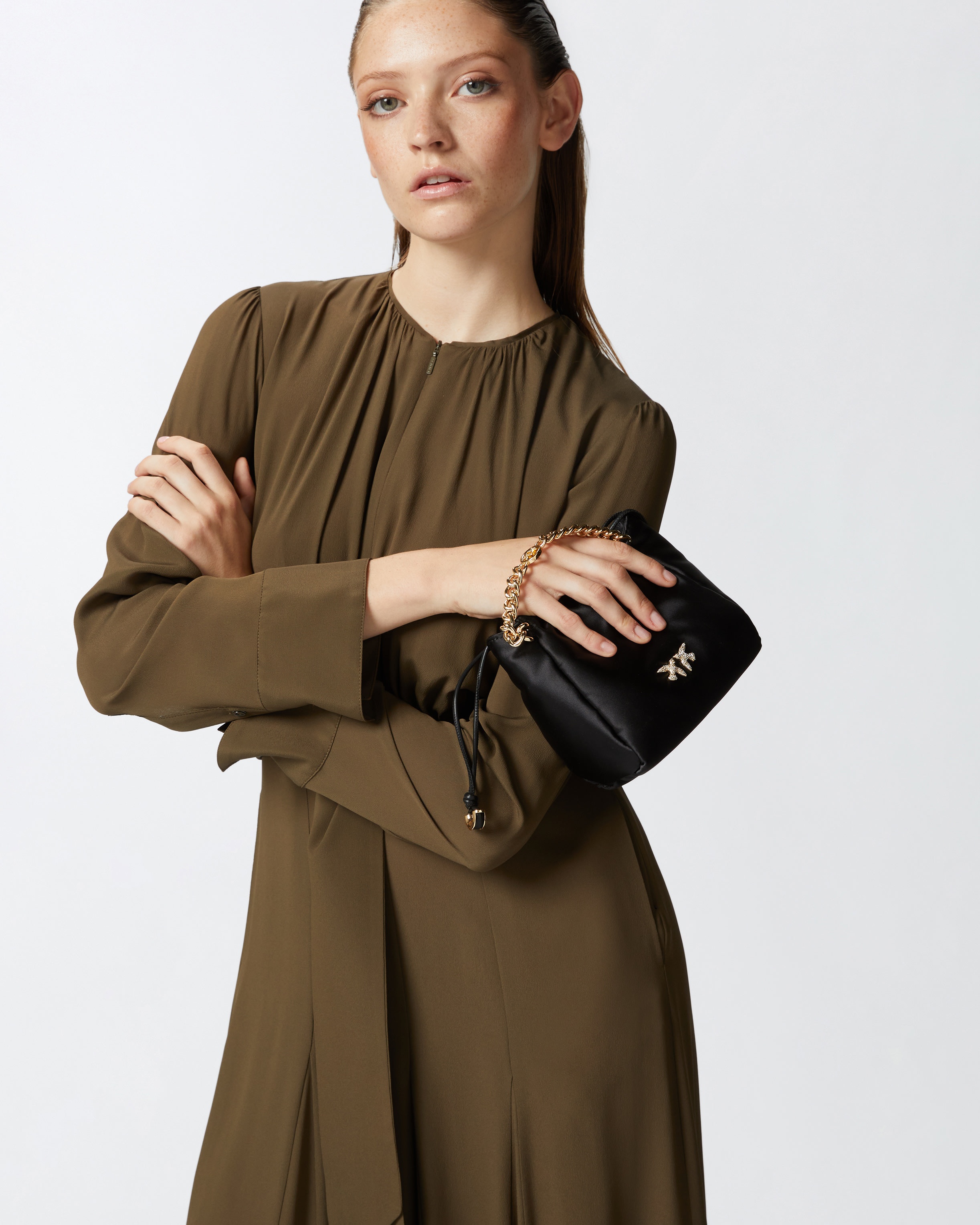 SATIN MINI CLUTCH BAG WITH CHAIN - 5