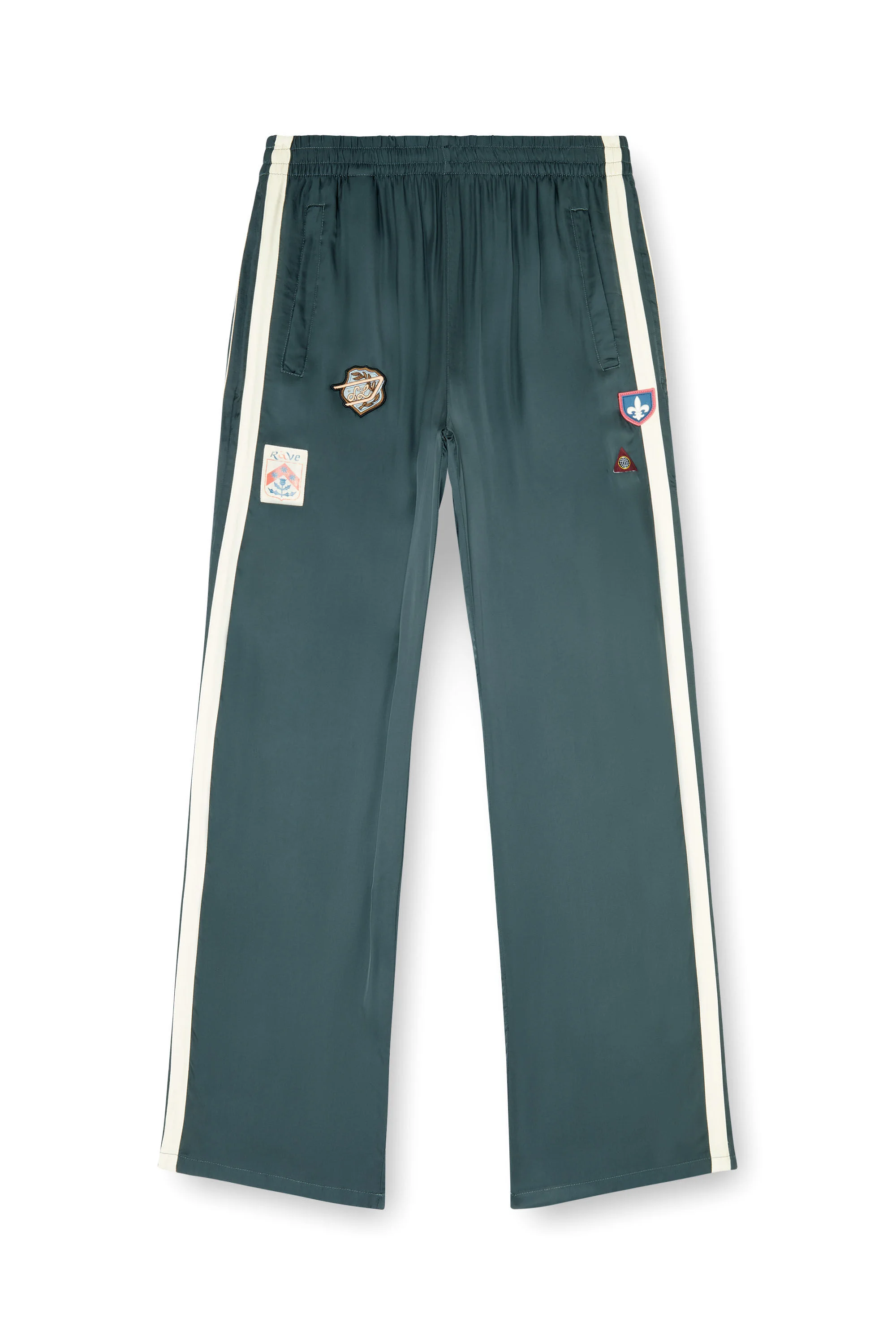 SATIN TRACK PANTS WITH PATCHES - 1