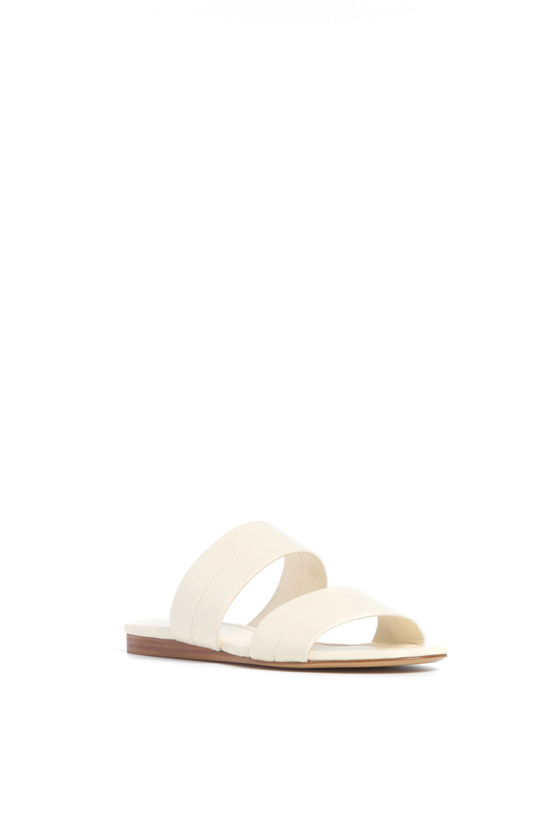 Lora Flat Sandal in Cream Nappa Leather 2
