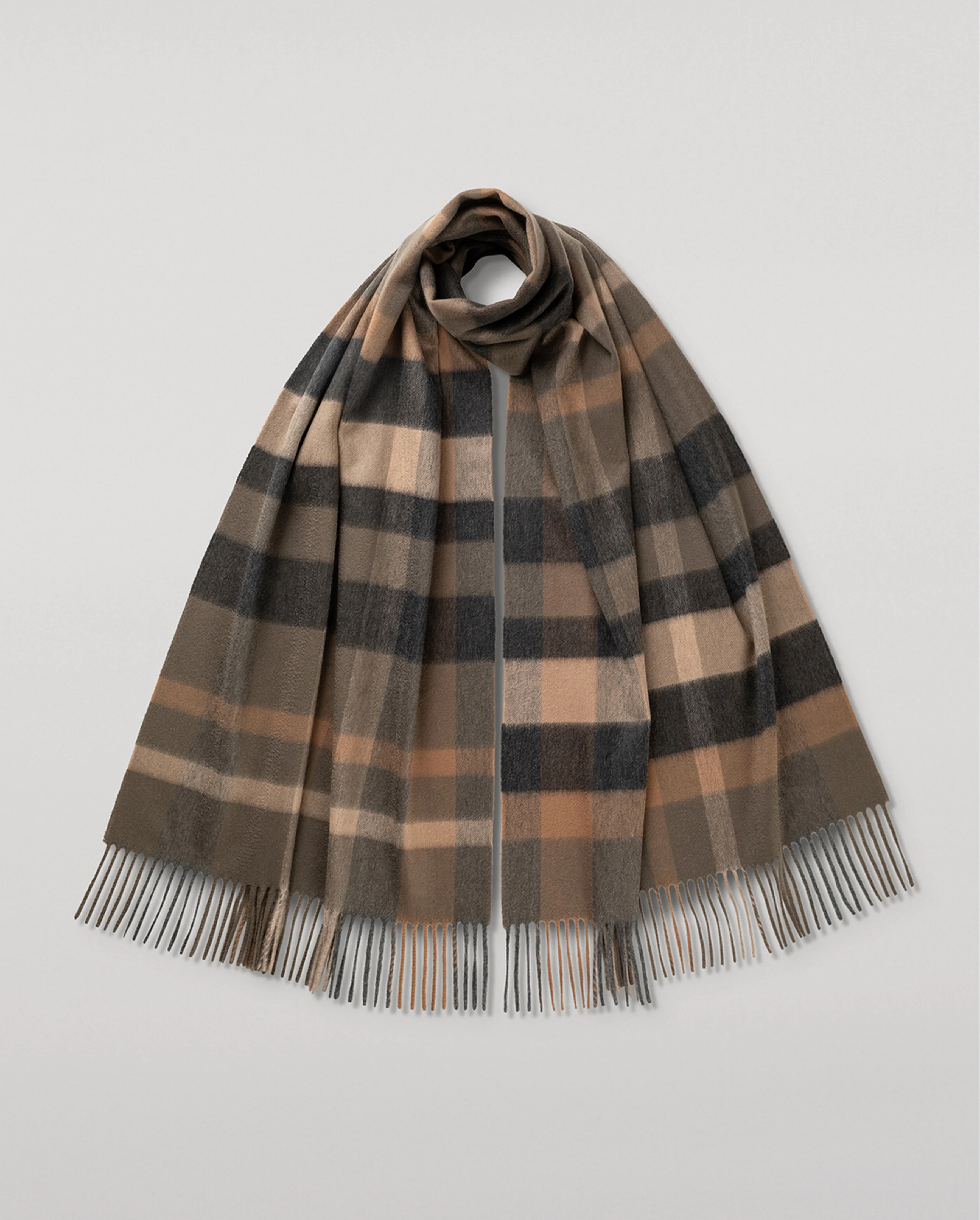 Tantallon Brown Cashmere Scarf - 1