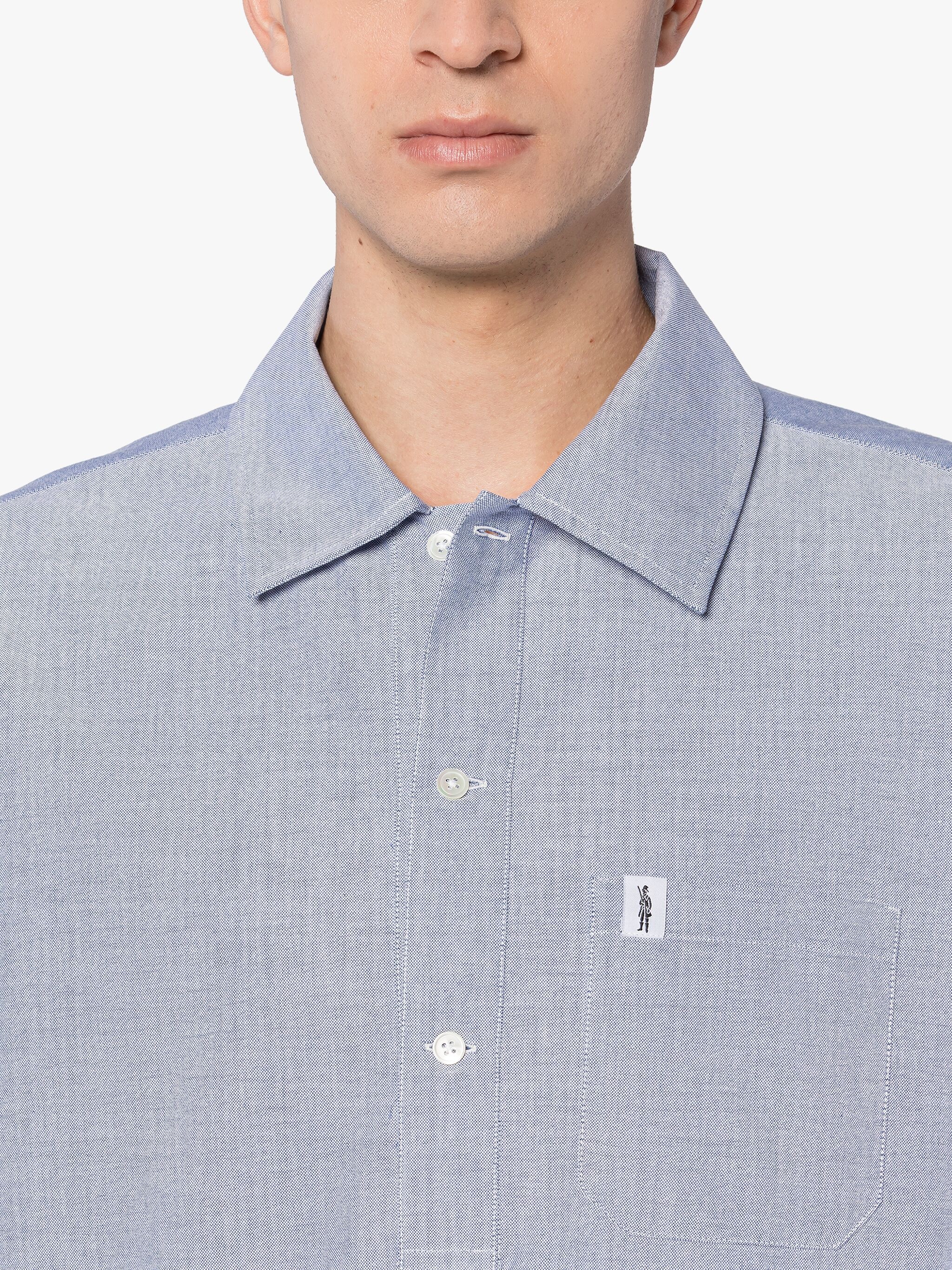 MILITARY BLUE COTTON SHIRT - 5