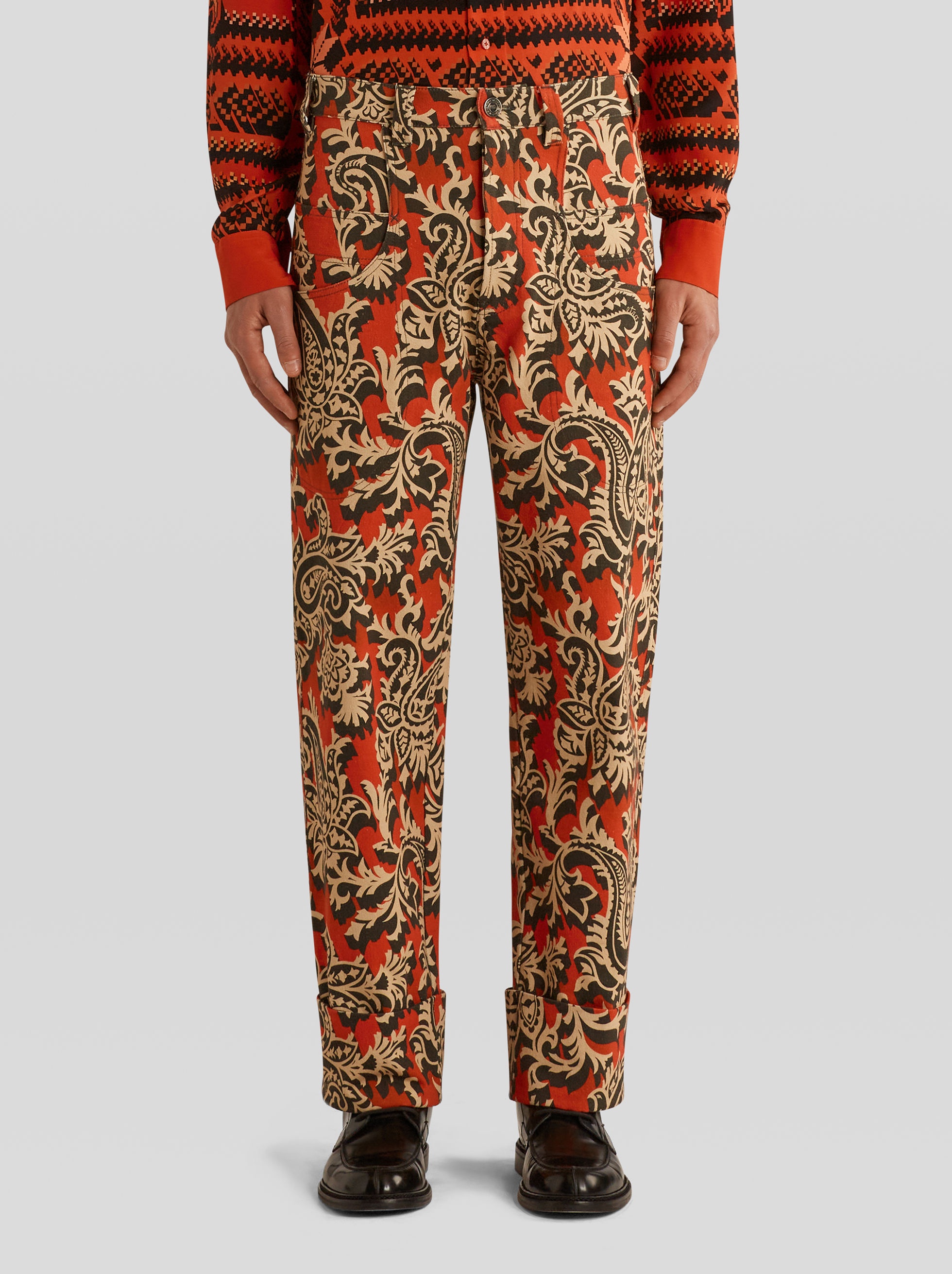 PAISLEY STRETCH COTTON JEANS - 2