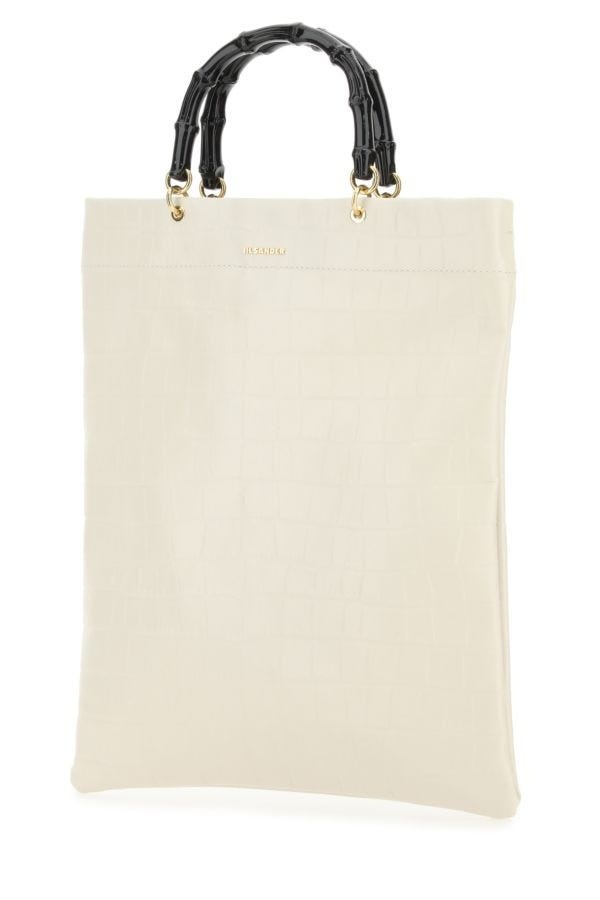 JIL SANDER Ivory Leather Medium Shopping Bag - 2