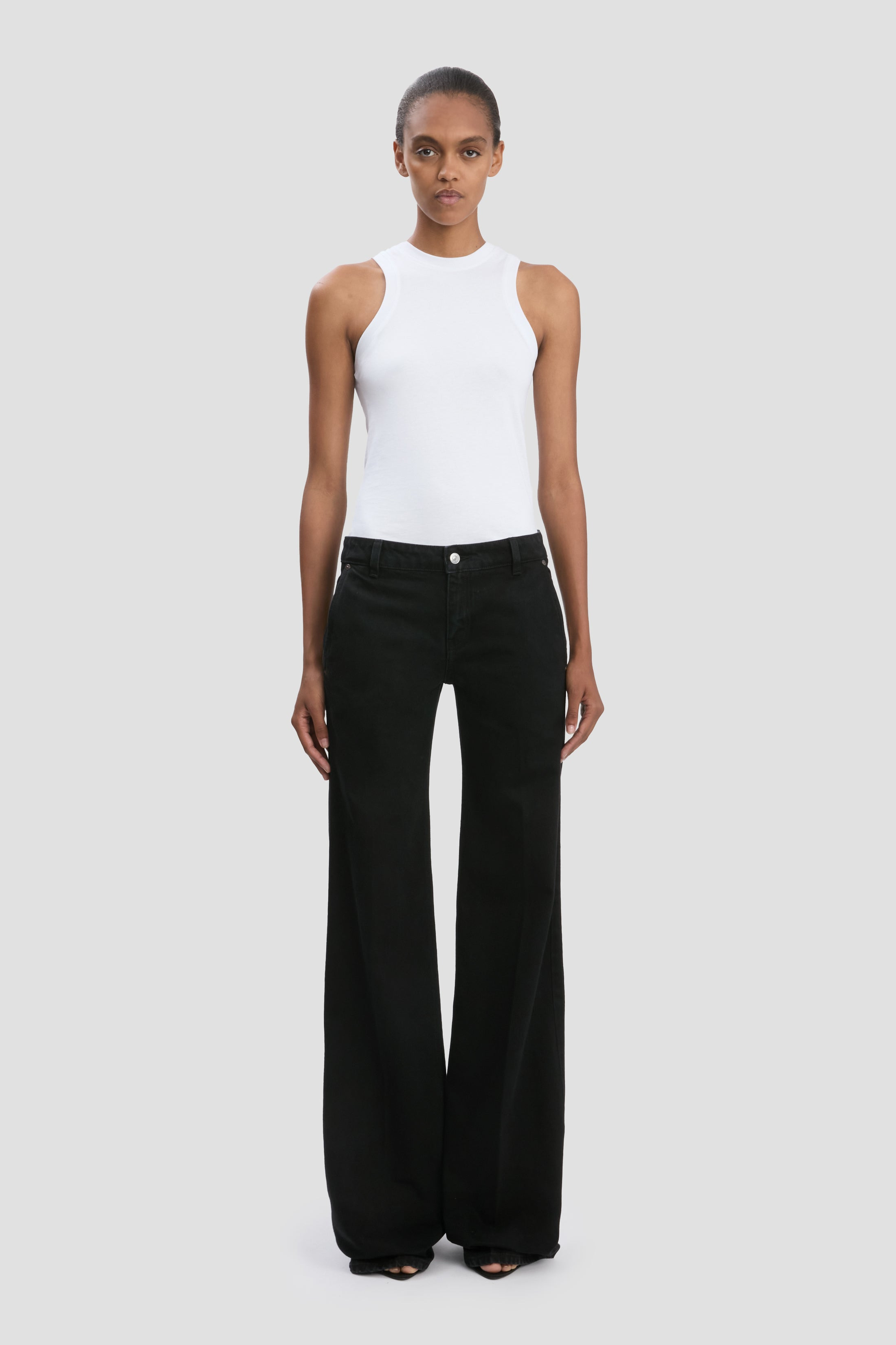 Gigi Low Waist Straight Leg Jean In Washed Black - 2