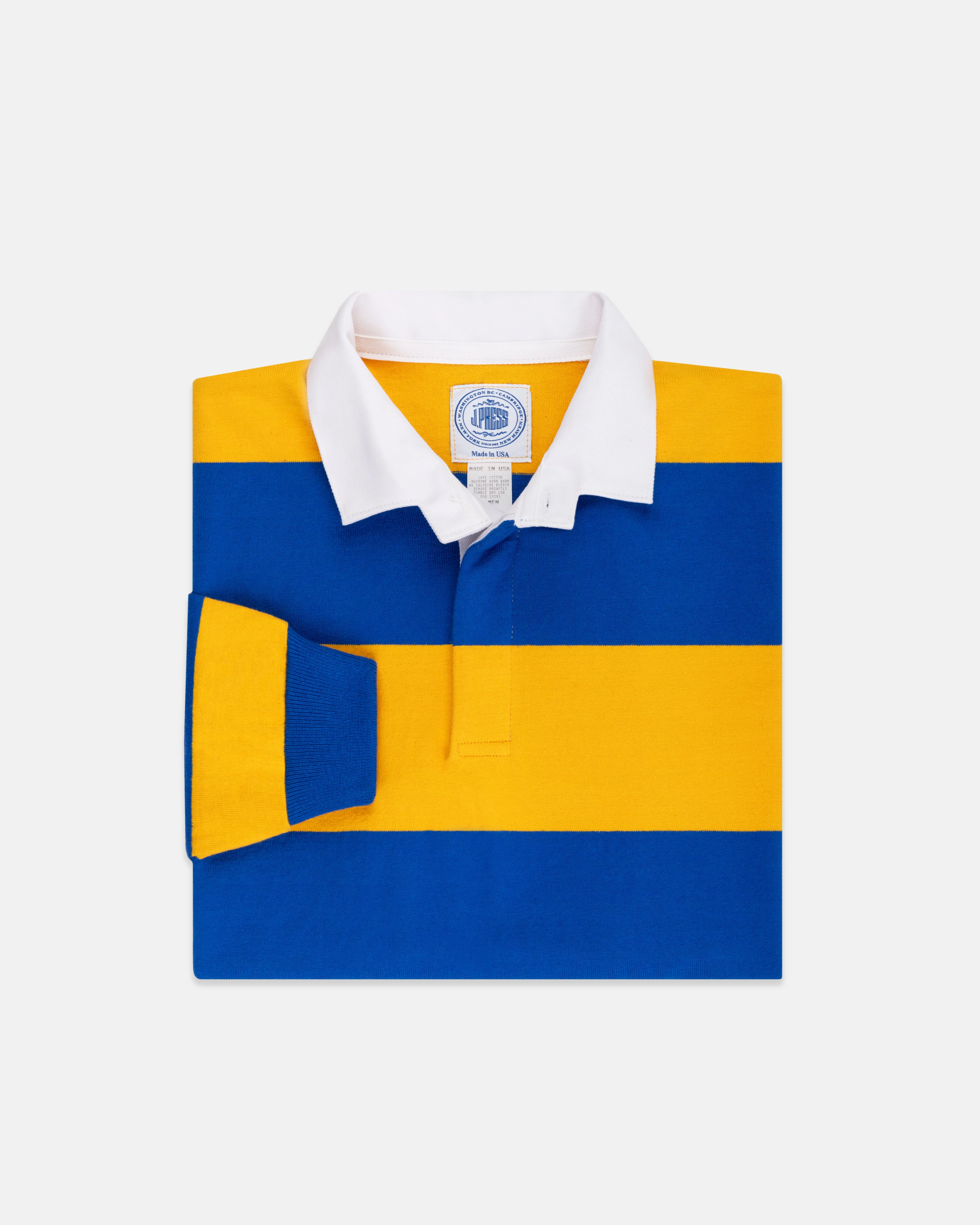 MADE-IN-USA ROYAL & GOLD GUARD STRIPE COTTON RUGBY - 1