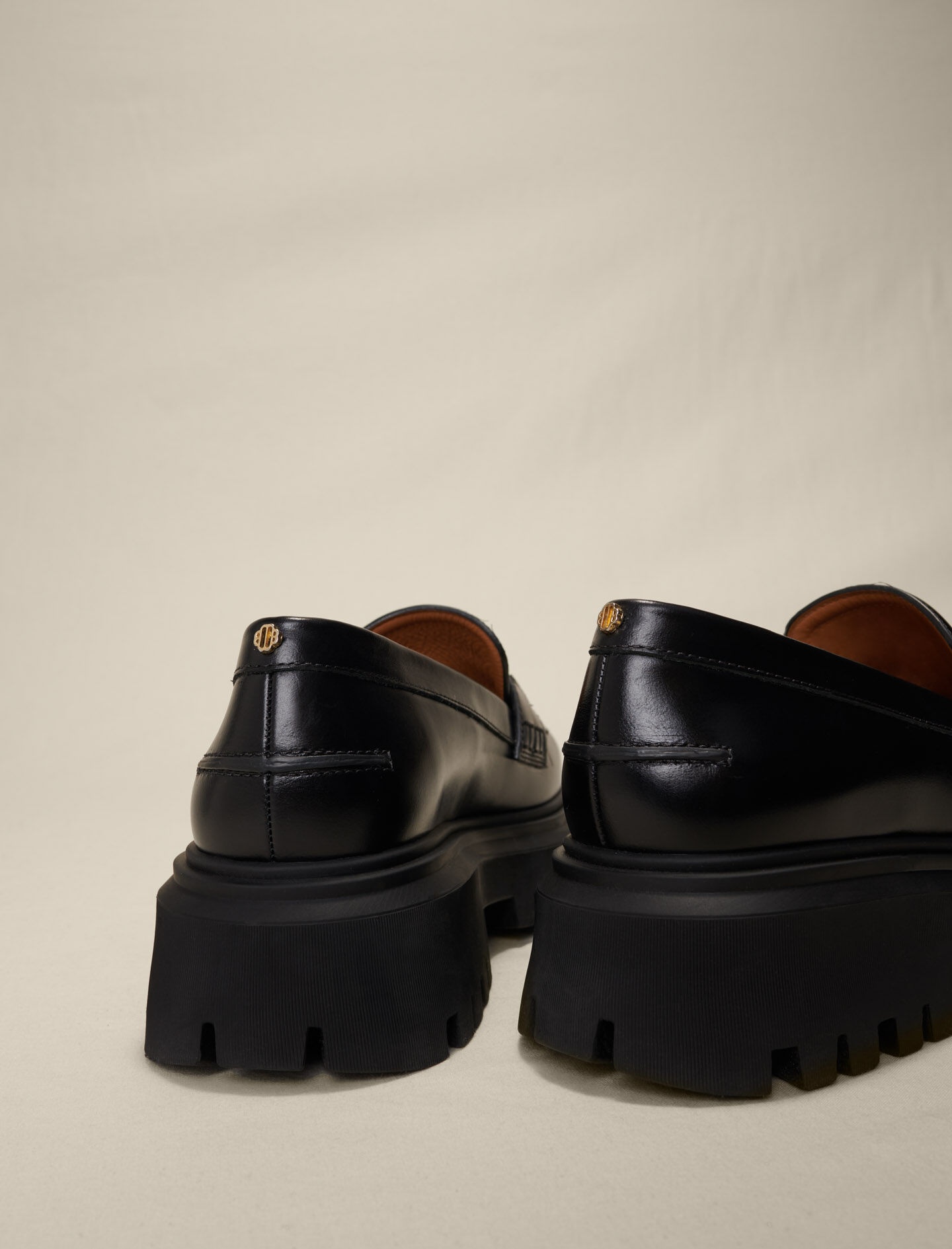 Leather platform loafers - 3