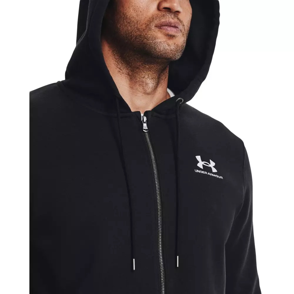 Men's Essential Fleece Full-Zip Hoodie-Black - 4