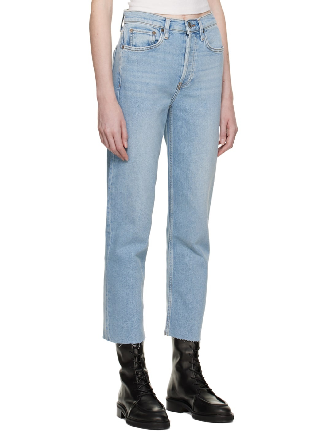 Blue 70s Stove Pipe Jeans - 2