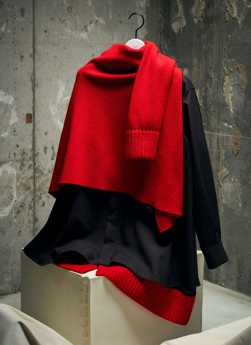 sacai Suiting x Wool Knit Dress outlook