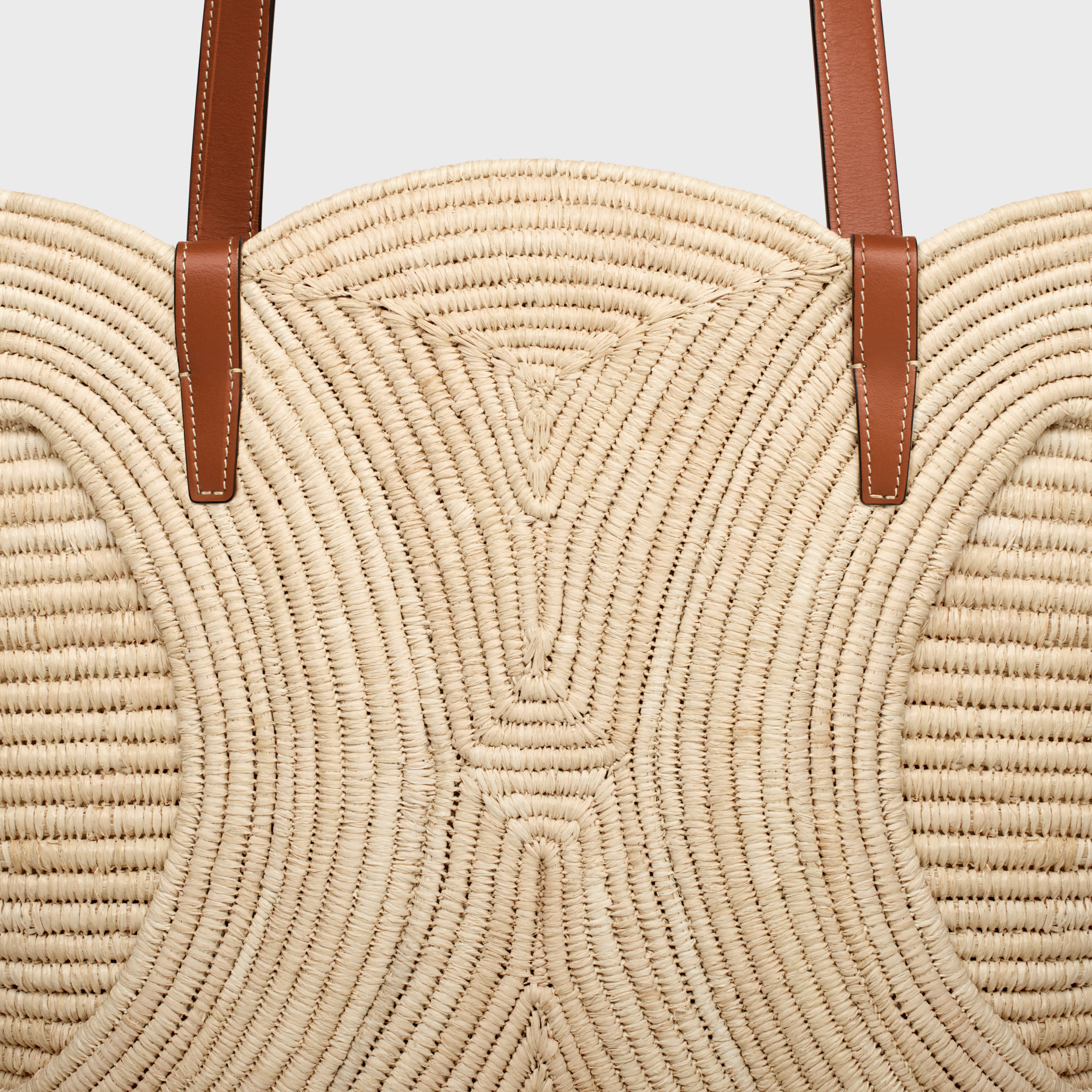 CELINE CLASSIC PANIER MEDIUM BRAIDED TRIOMPHE in RAFFIA and CALFSKIN - 5