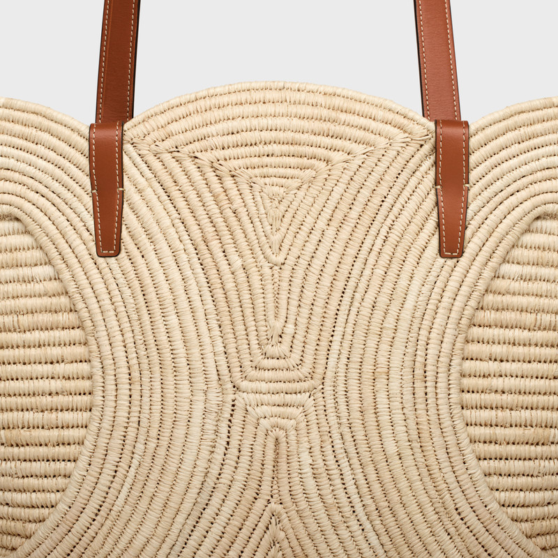 CELINE CLASSIC PANIER MEDIUM BRAIDED TRIOMPHE in RAFFIA and CALFSKIN 5