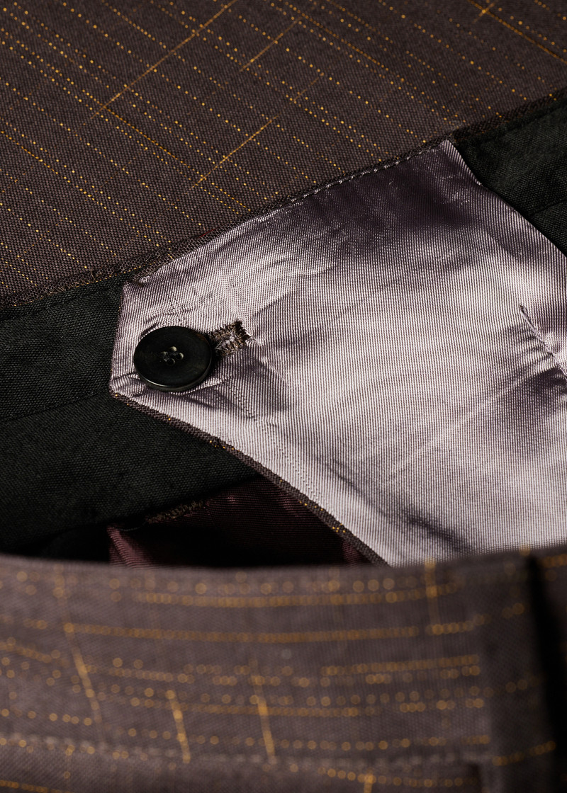 Relaxed-Fit Aubergine Wool Check Trousers 3