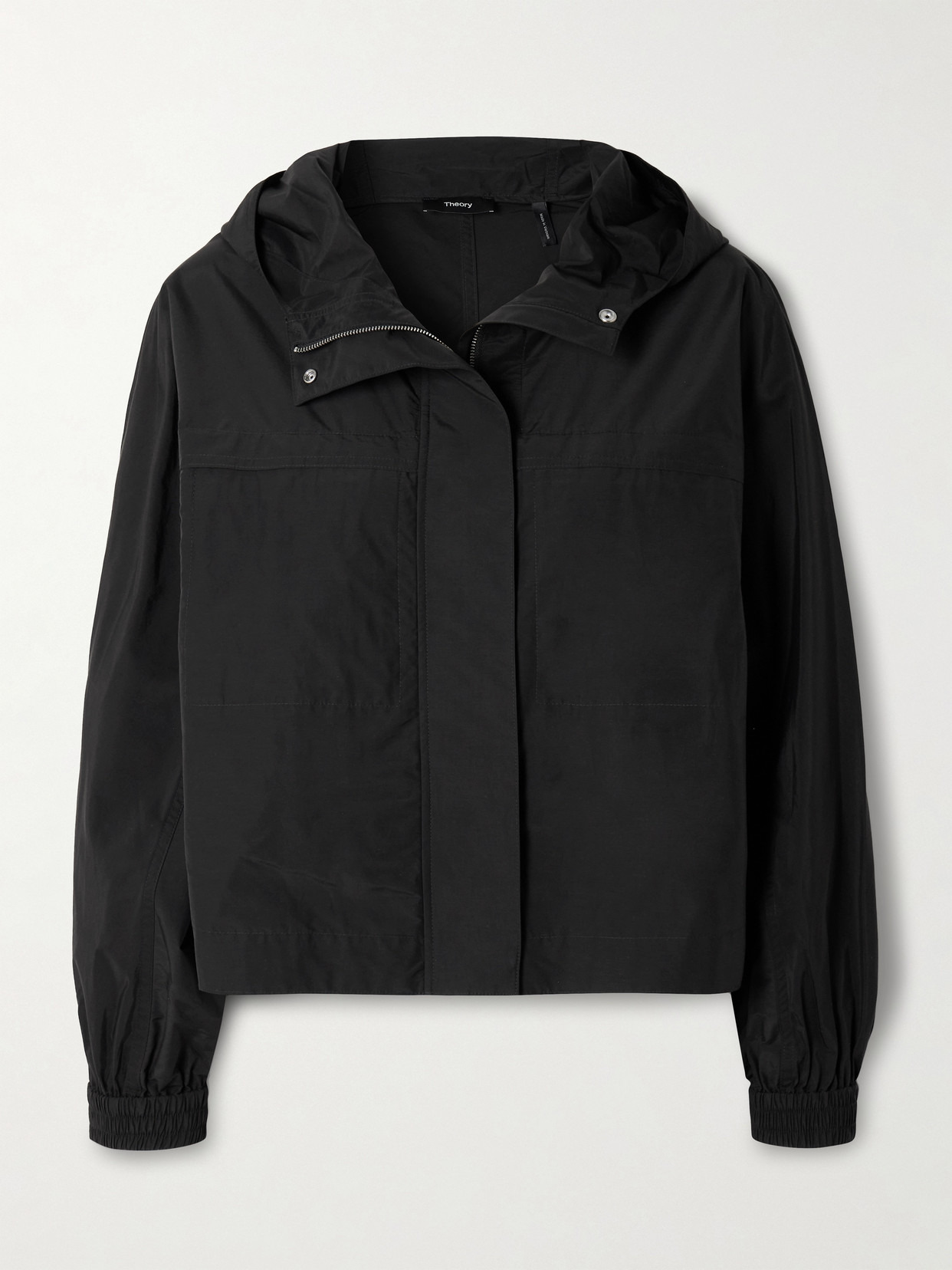 Hooded Gathered Cotton-blend Shell Jacket - 1