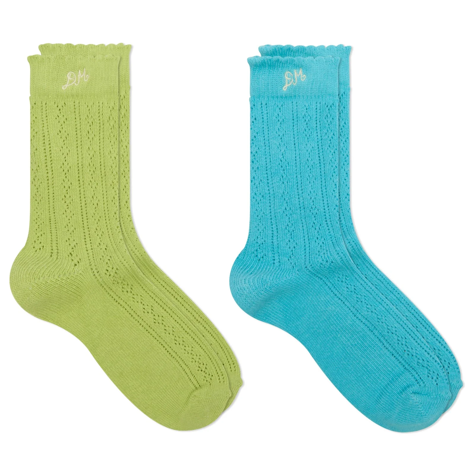 Damson Madder Calf Length 2 Pack Pointelle Socks - 1