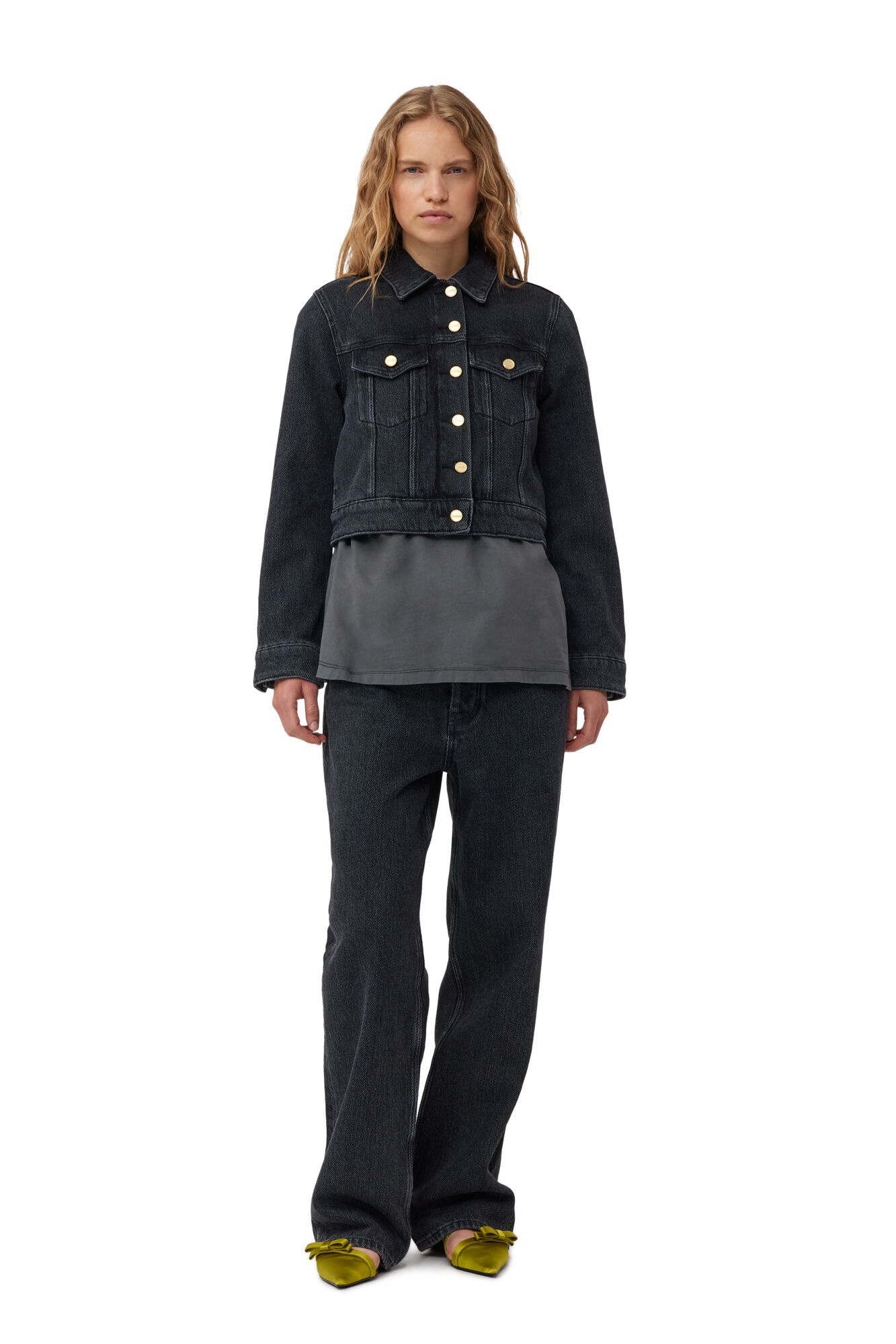 WASHED BLACK HEAVY CROPPED DENIM JACKET - 3