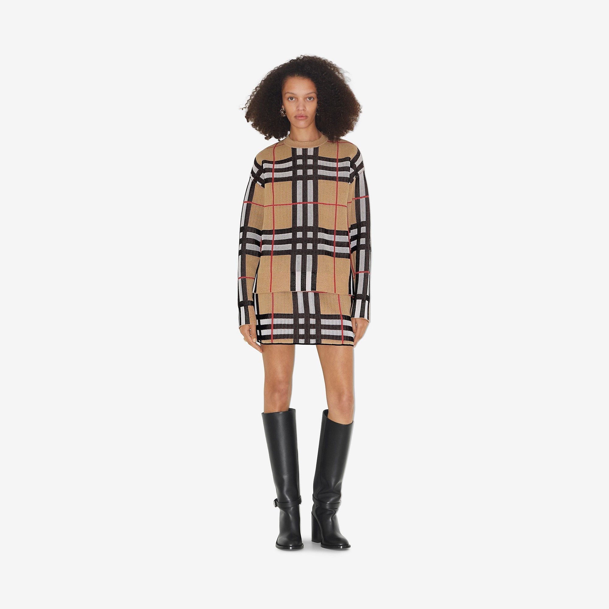 Check Technical Cotton Mini Skirt - 2