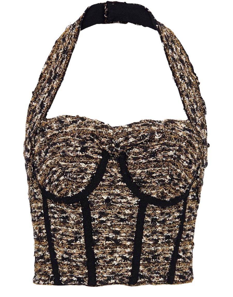 Lurex Tweed Halterneck Bustier - 1